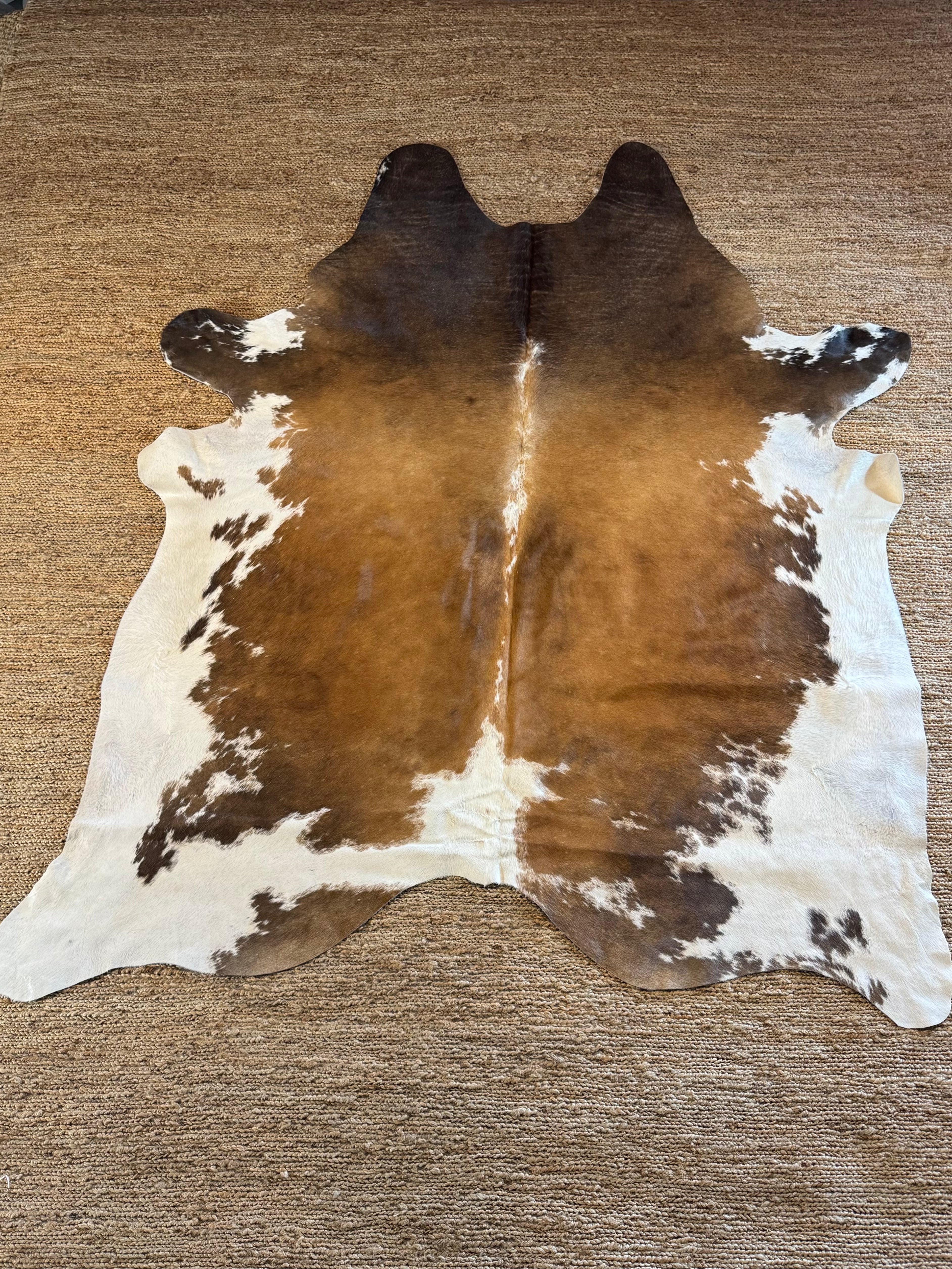 Brown with White Splash 6.5x7.6 Large Cowhide Rug