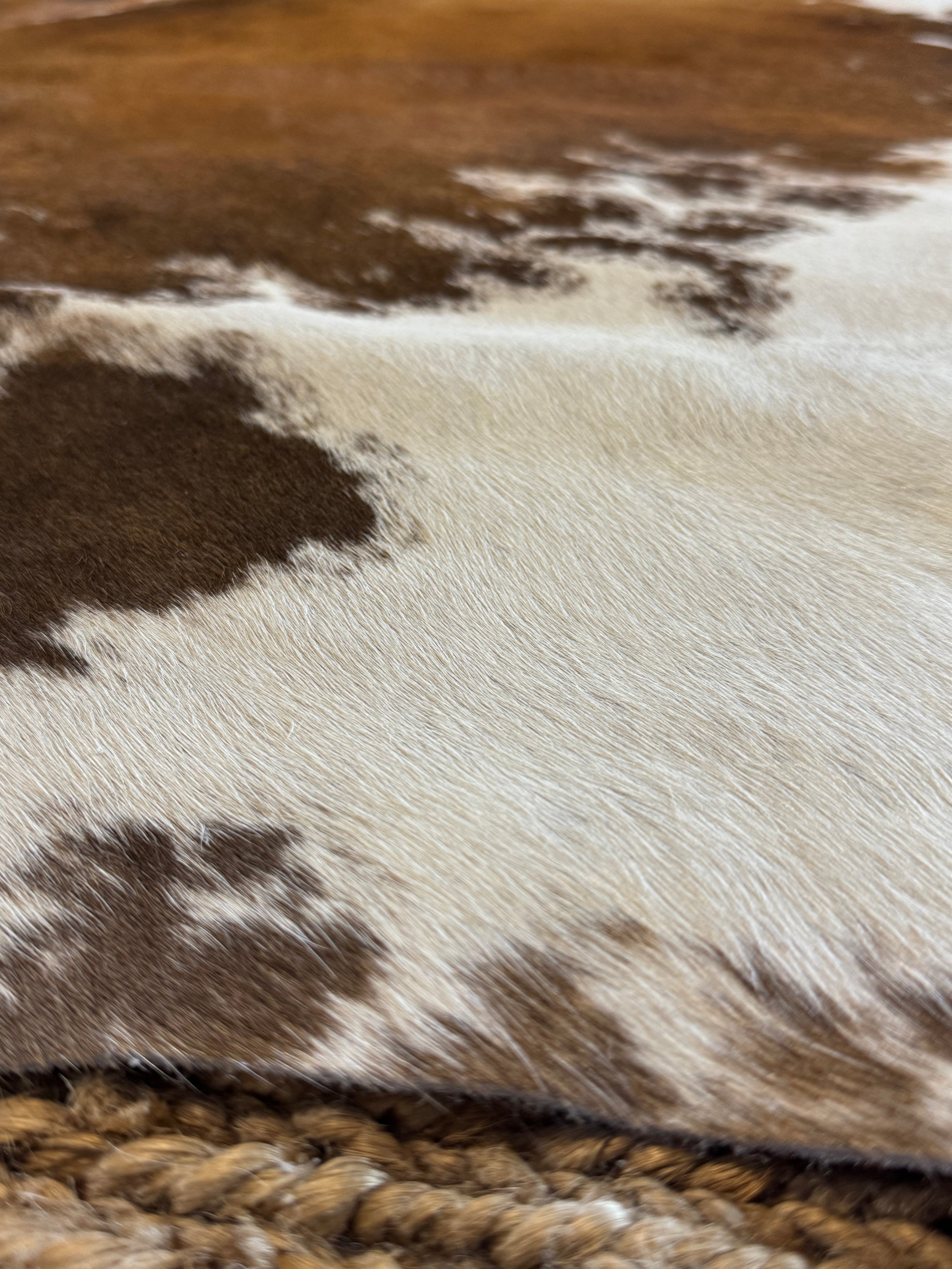 Brown with White Splash 6.5x7.6 Large Cowhide Rug