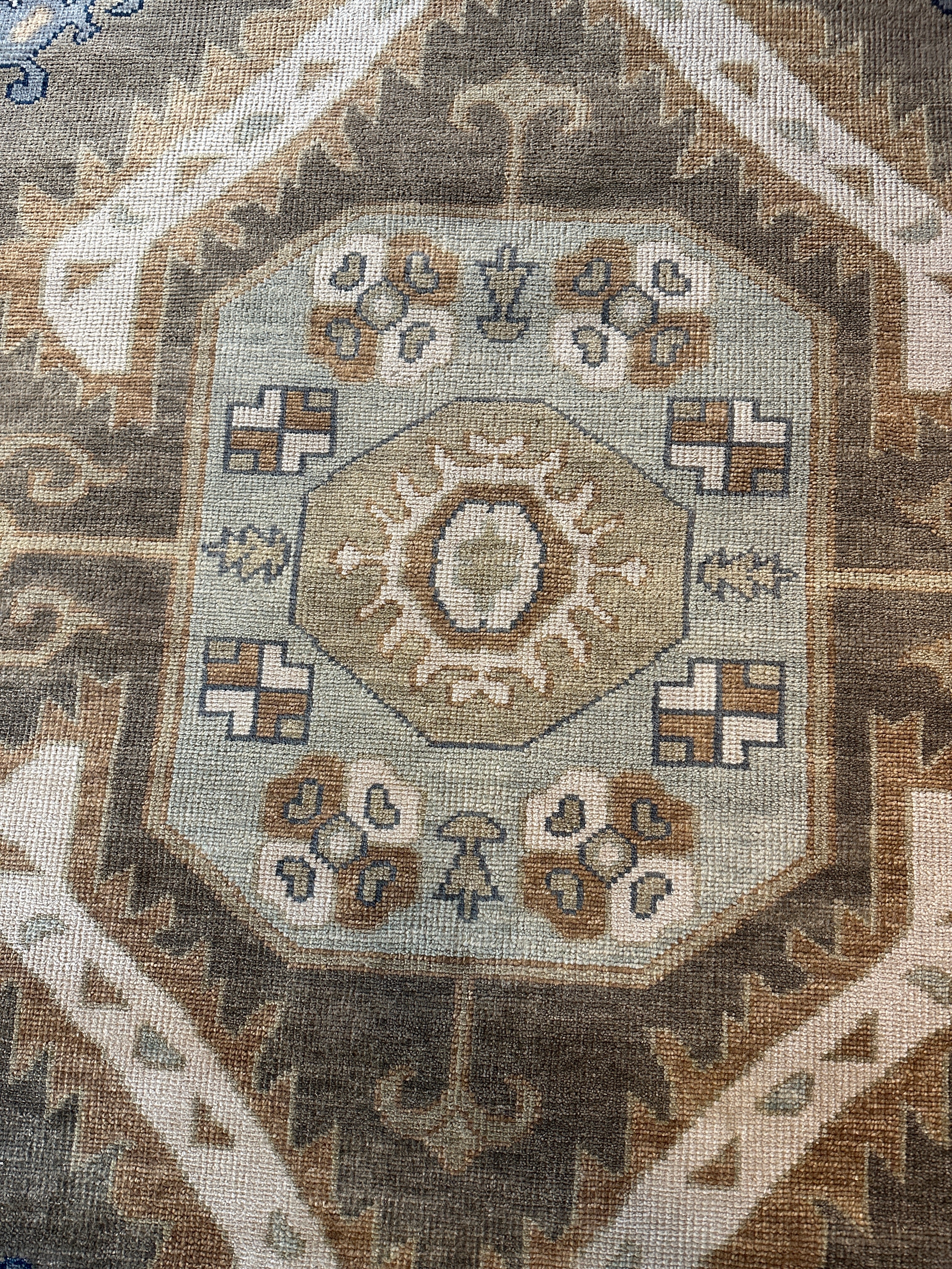 Giorgio Sant’Angelo 9x12 Brown and Grey Hand-Knotted Oushak Rug