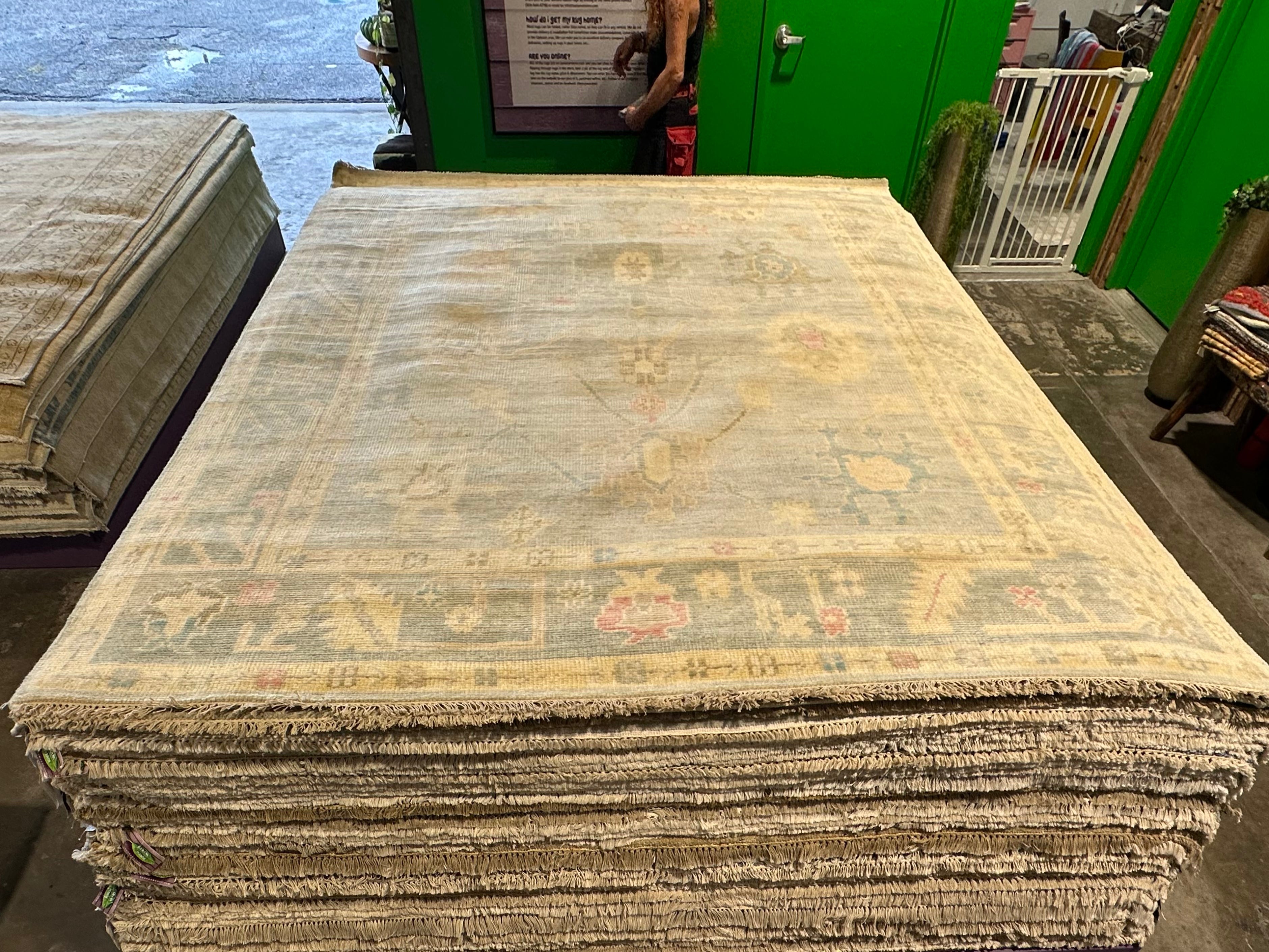 Amy Farrington 8x10 Grey Hand-Knotted Oushak Rug