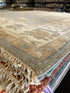 Teri Austin 9x11.9 Grey & Tan Hand-Knotted Oushak