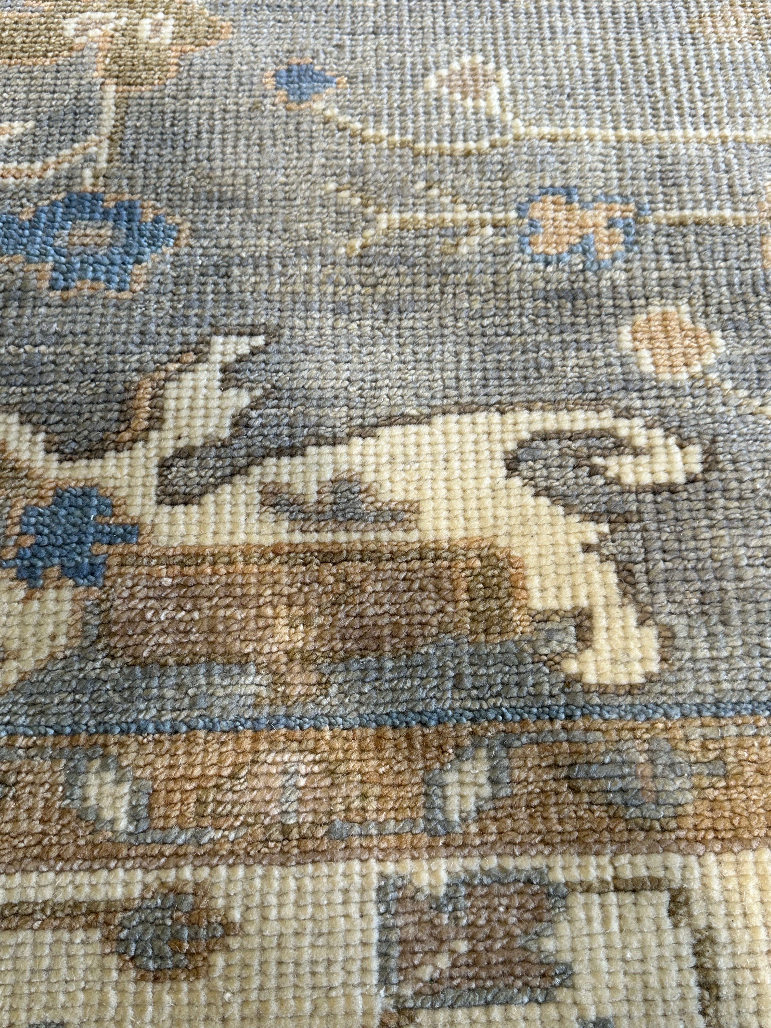 Alyssa Kapito 9x12 Grey and Ivory Hand-Knotted Oushak Rug