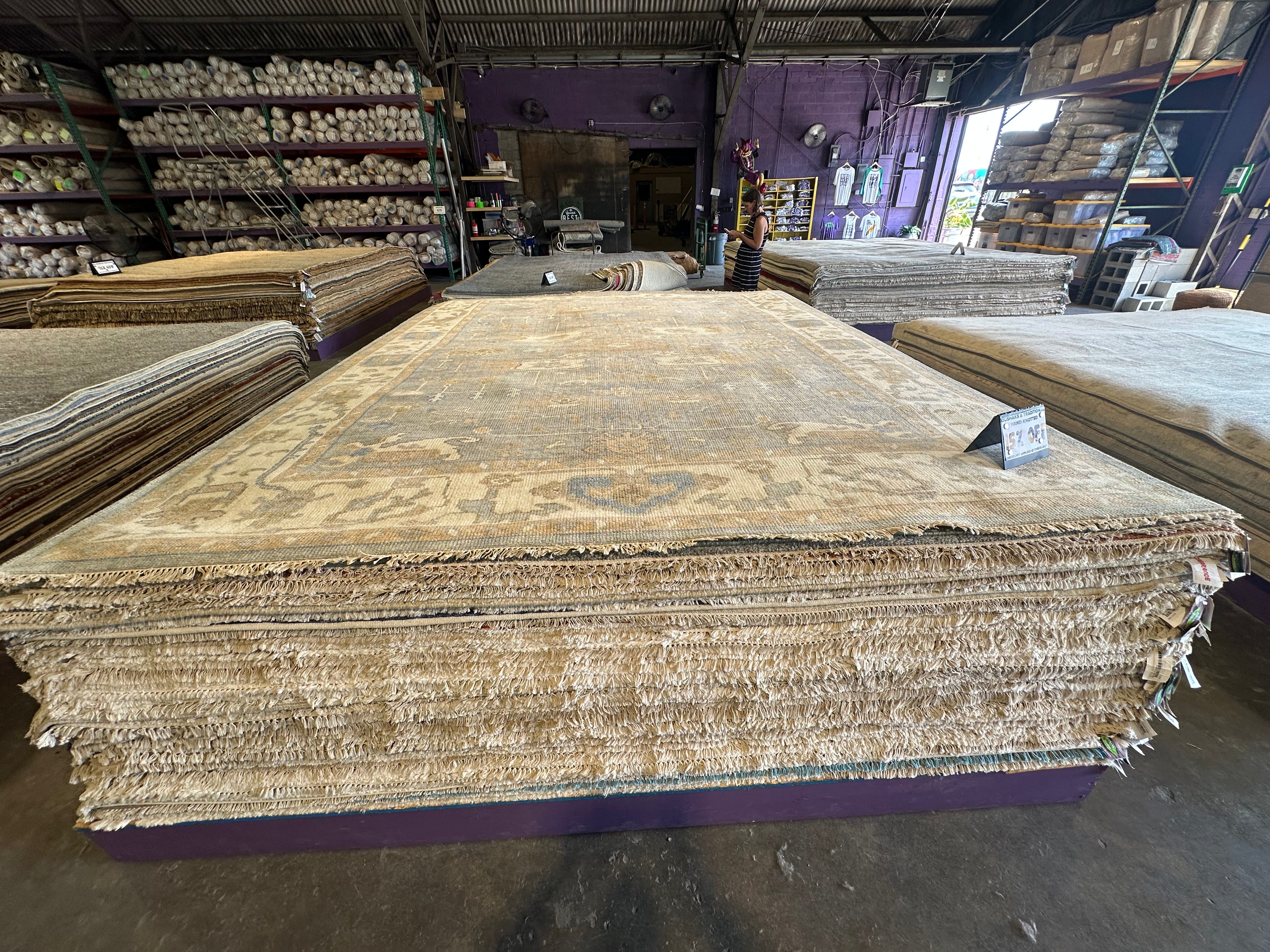Alyssa Kapito 9x12 Grey and Ivory Hand-Knotted Oushak Rug