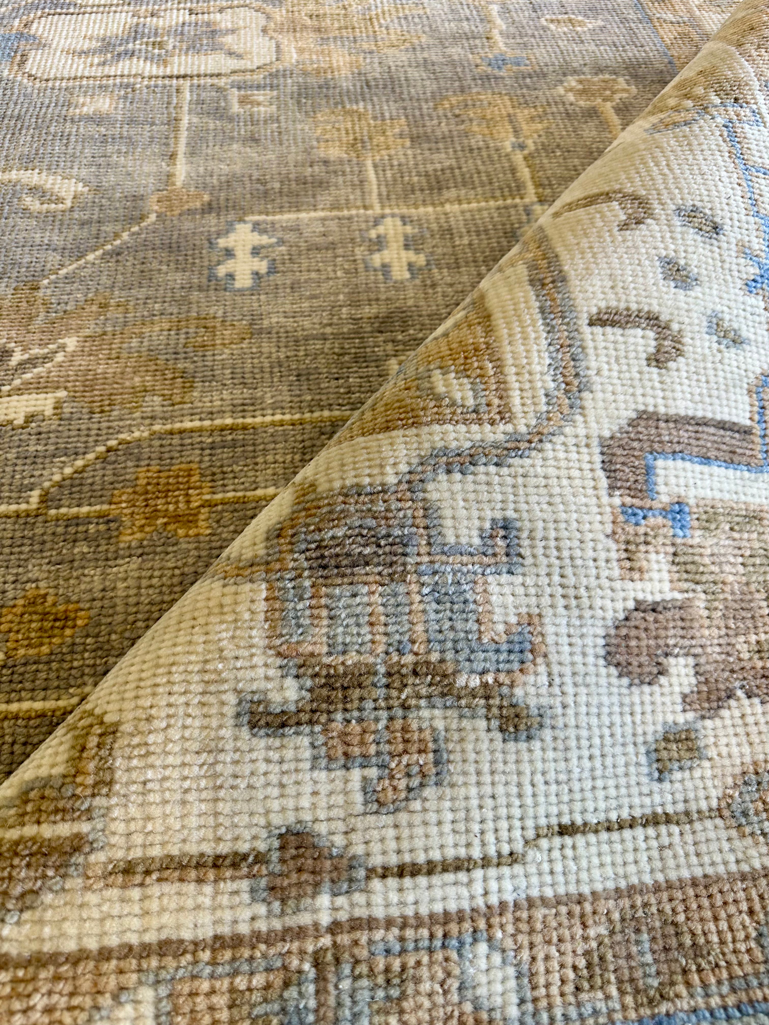 Alyssa Kapito 9x12 Grey and Ivory Hand-Knotted Oushak Rug