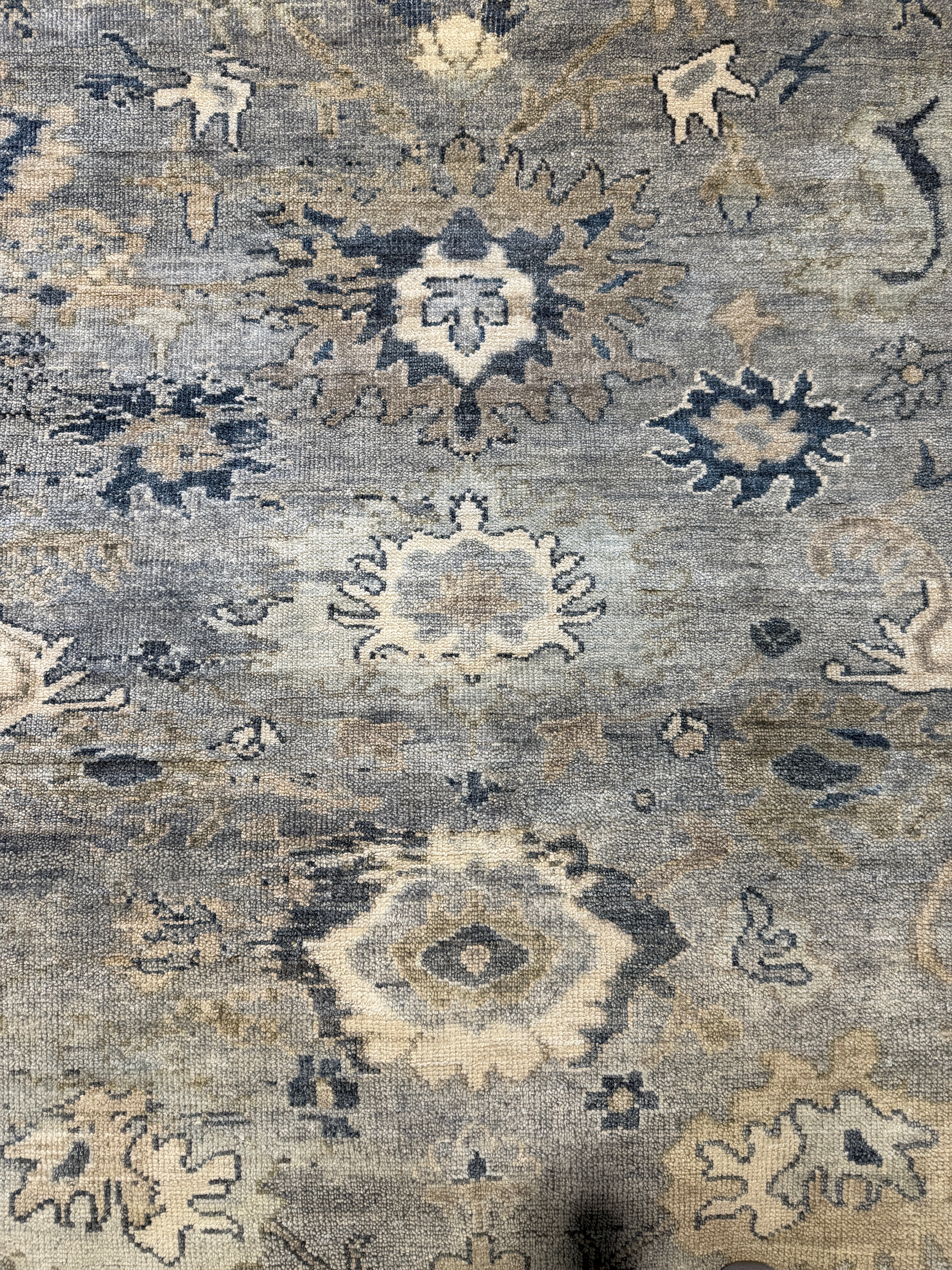 Kahi Lee 8x10 Tan and Grey Hand-Knotted Oushak Rug