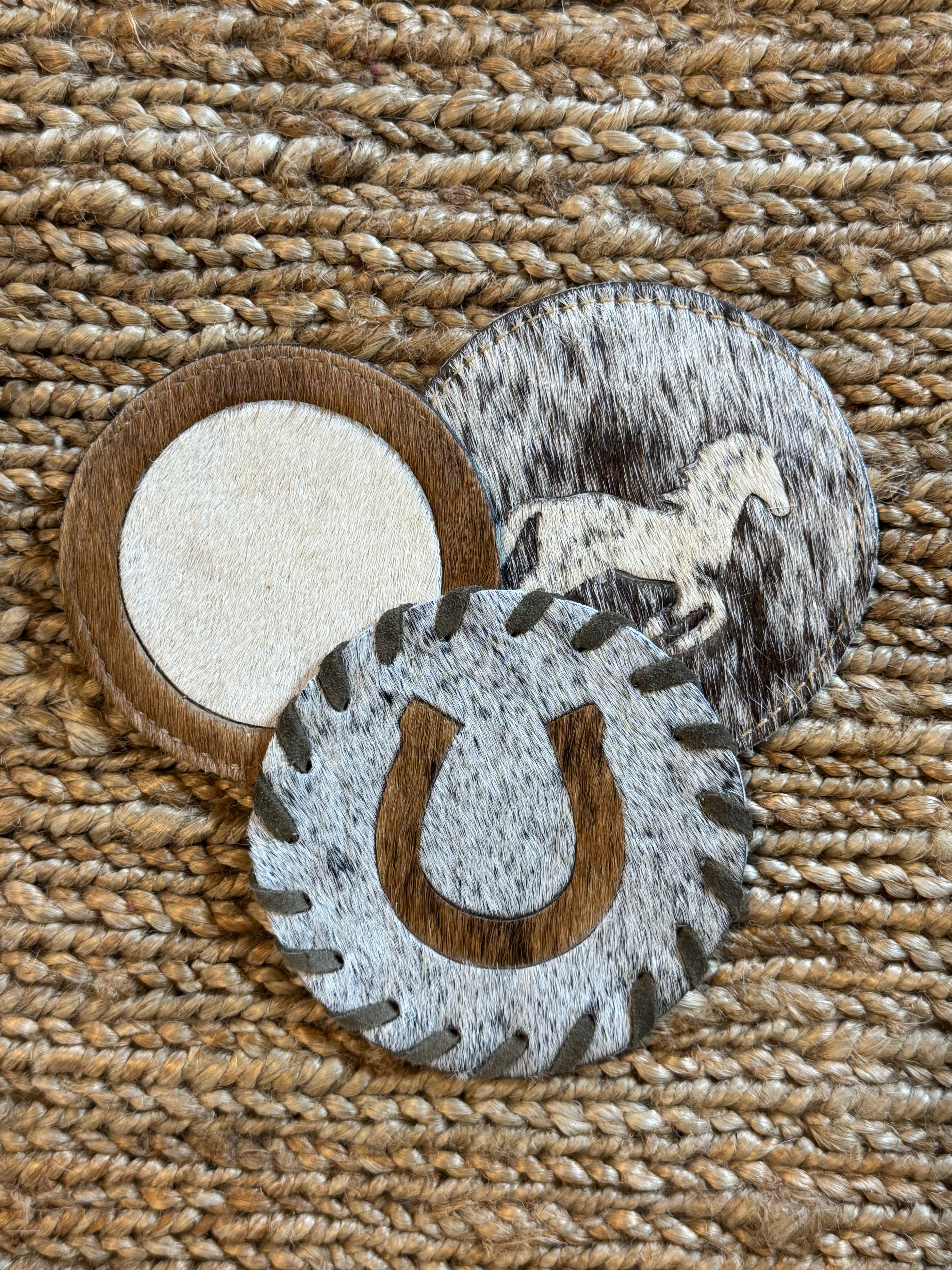 Set of 3 Hair on Cowhide Grey Mix Coasters