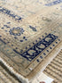 Bella Kirchhoff 6.5x9.8 Cream and Blue Hand-Knotted Vintage Turkish Oushak