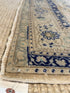 Bella Kirchhoff 6.5x9.8 Cream and Blue Hand-Knotted Vintage Turkish Oushak