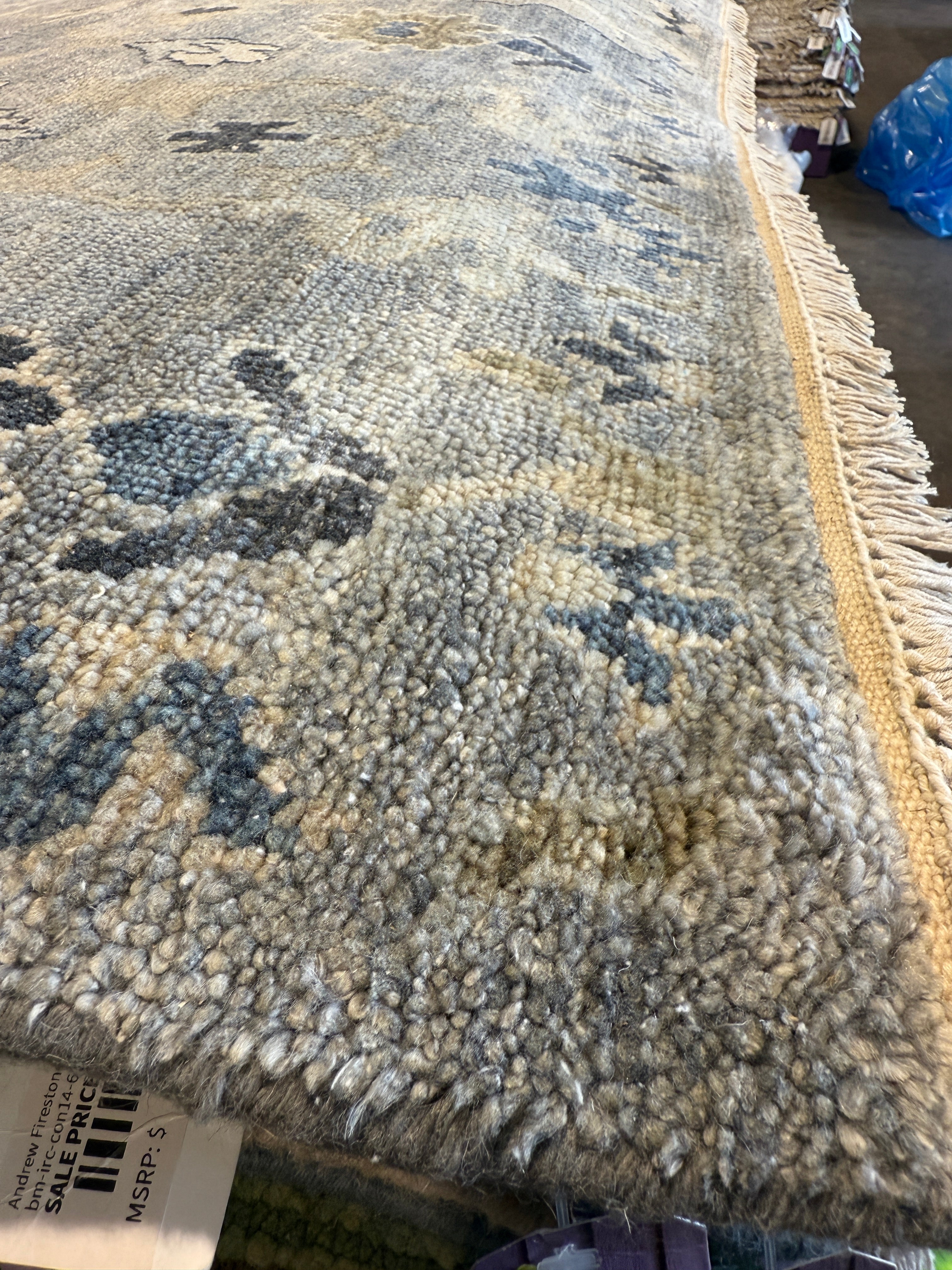 Kahi Lee 8x10 Tan and Grey Hand-Knotted Oushak Rug