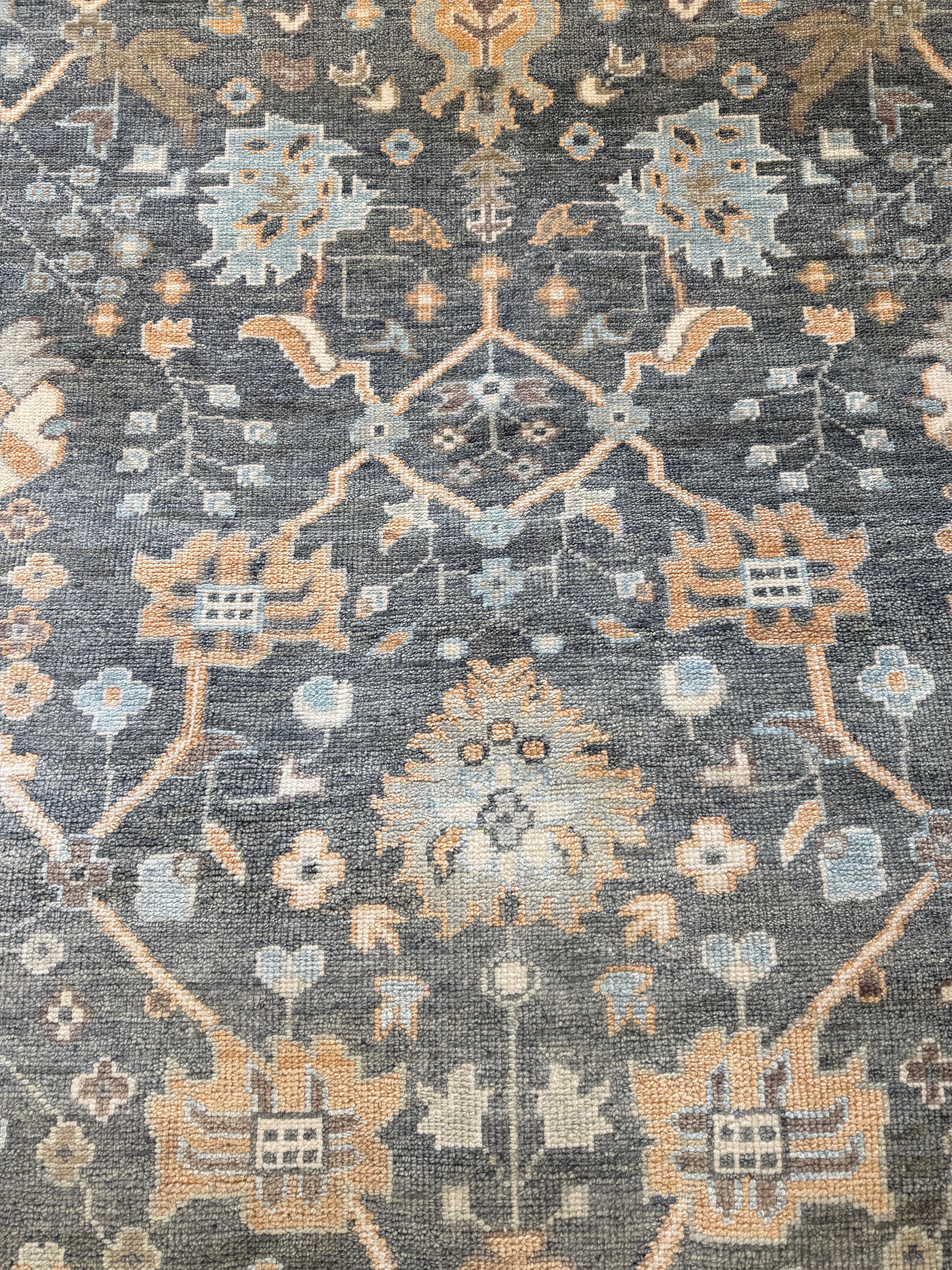 Abbie Cornish 8X10 Hand-Knotted Oushak Rug Grey and Tan