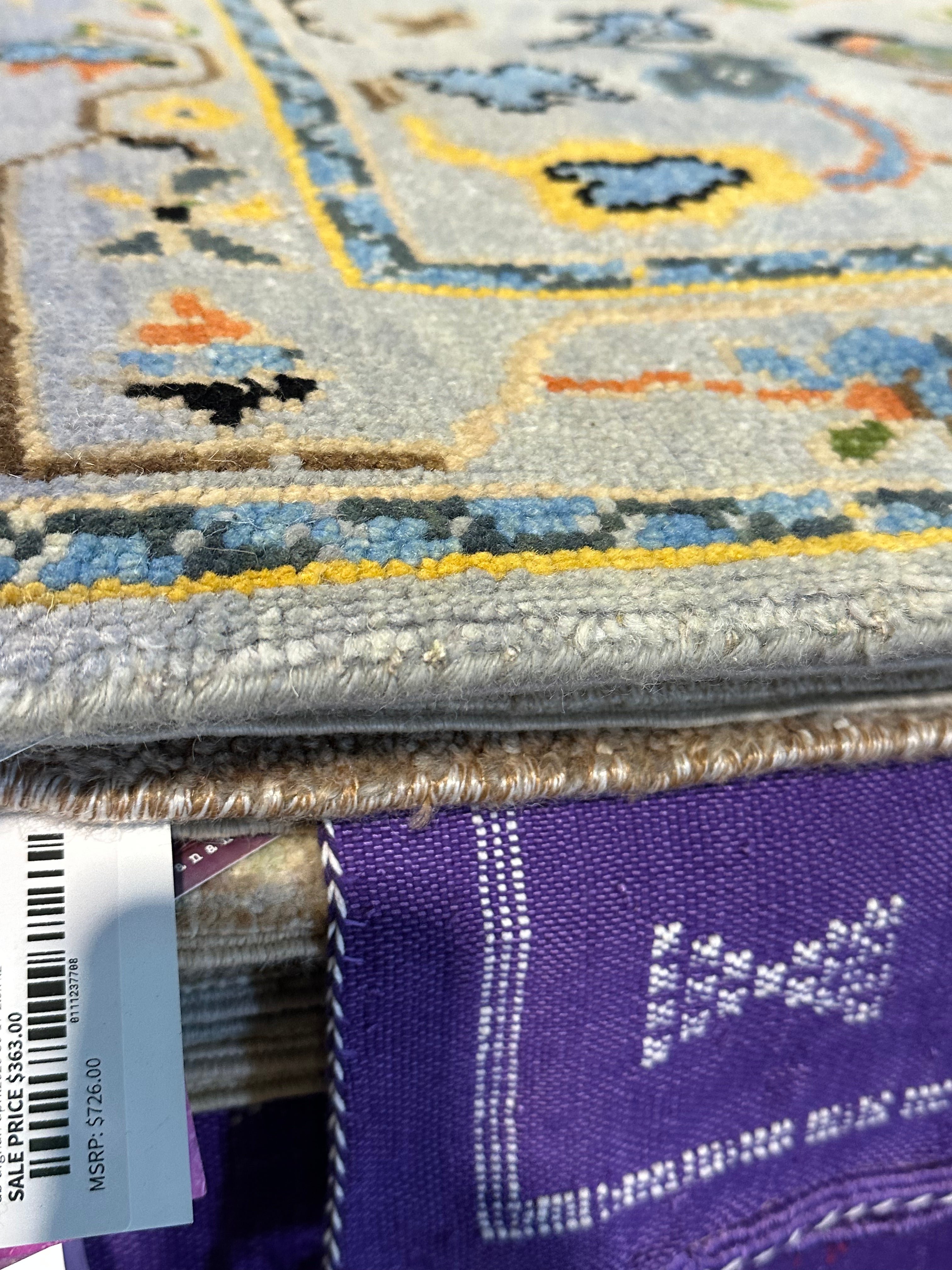 Caroline Aaron 3.3x5 Light Blue Hand-Knotted Oushak Rug