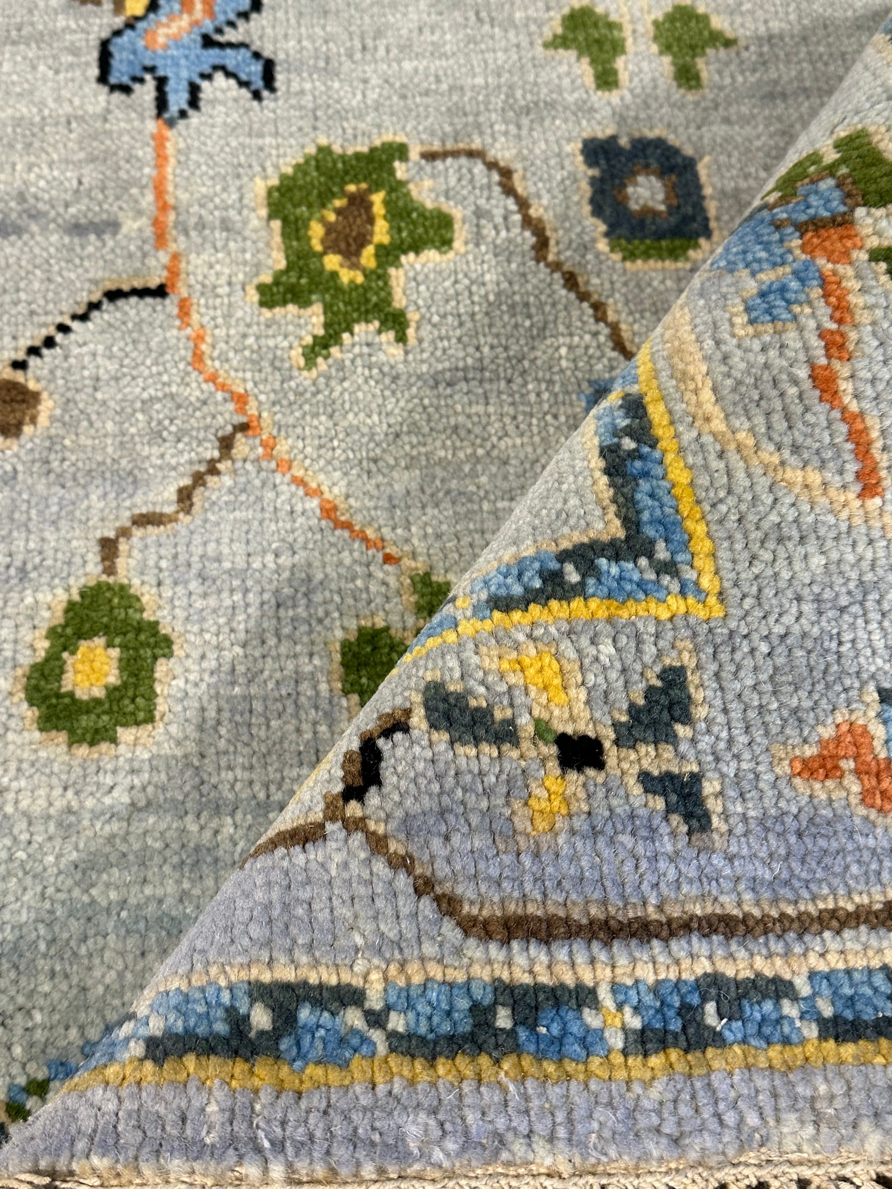 Caroline Aaron 3.3x5 Light Blue Hand-Knotted Oushak Rug