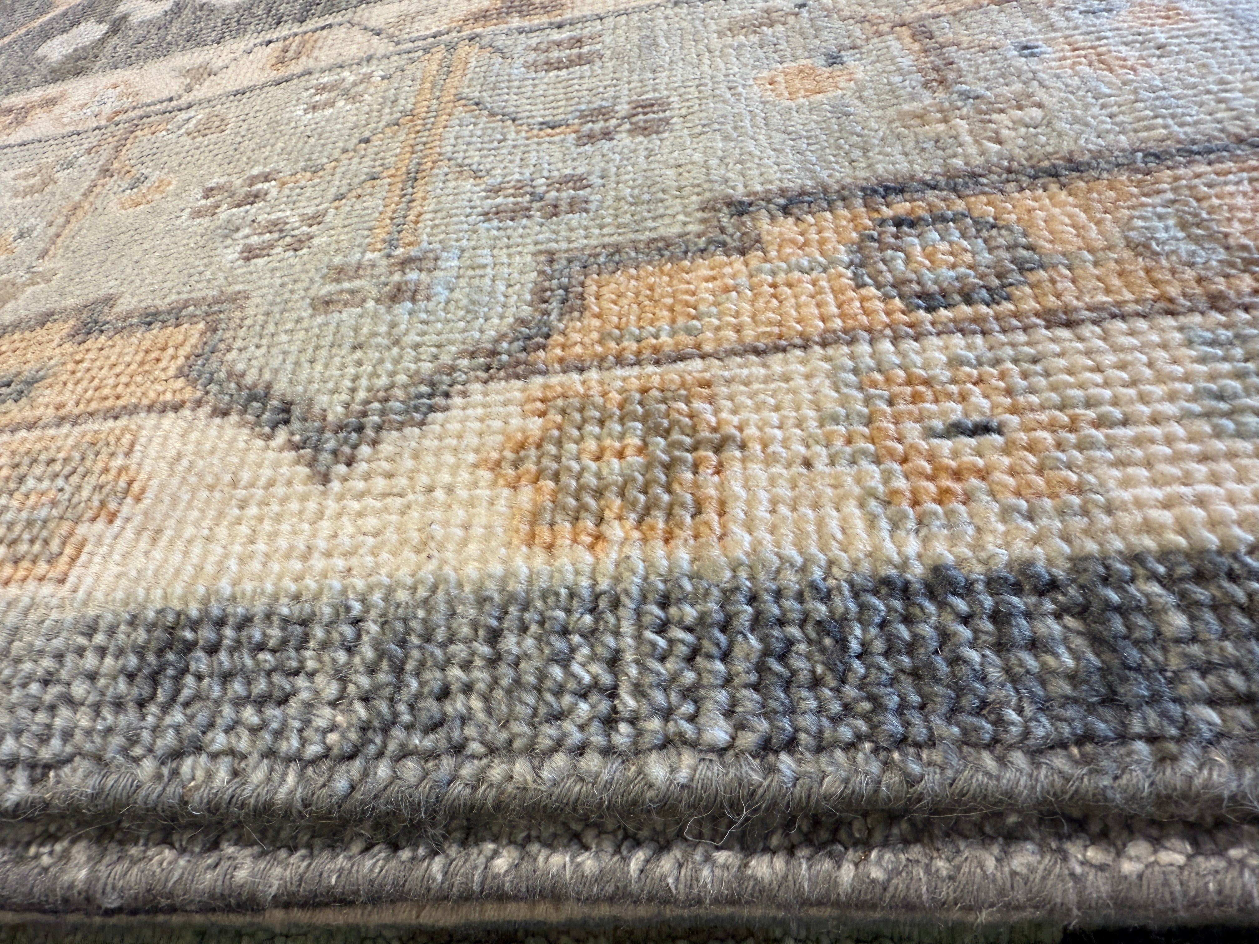 Abbie Cornish 8X10 Hand-Knotted Oushak Rug Grey and Tan