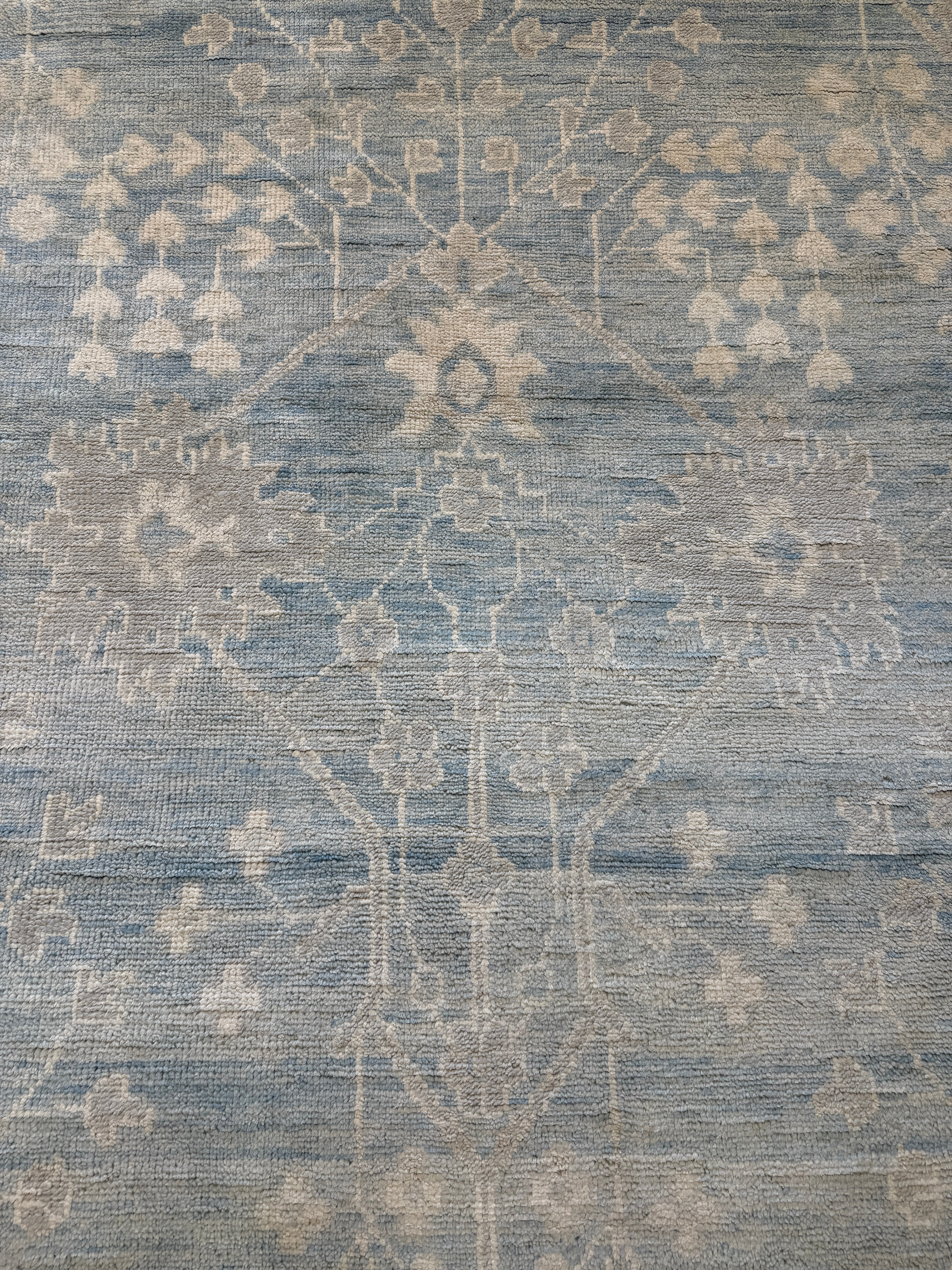 Glynis Barber 8x10.3 Hand-Knotted Oushak Rug Aqua and Tan