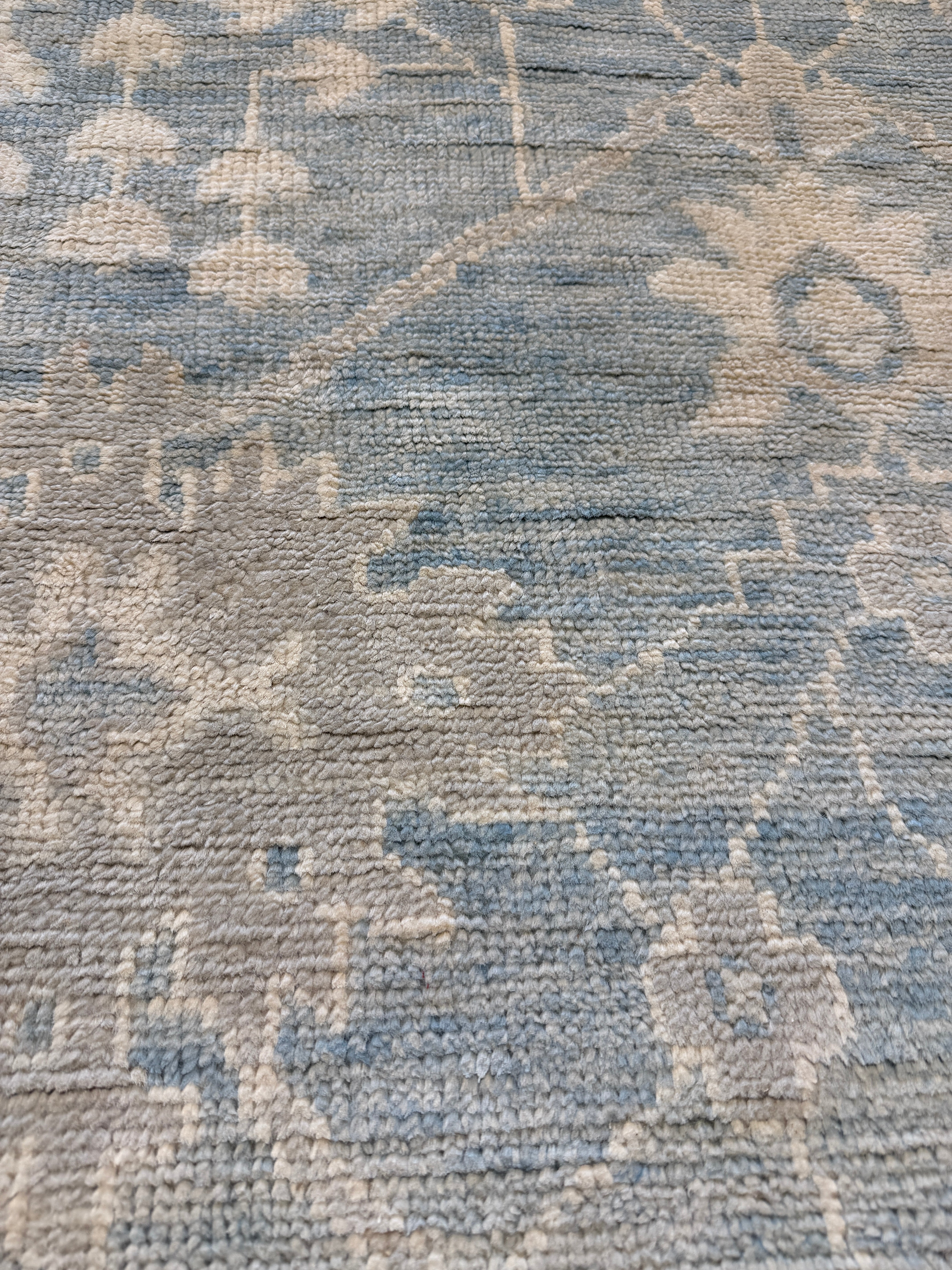 Glynis Barber 8x10.3 Hand-Knotted Oushak Rug Aqua and Tan