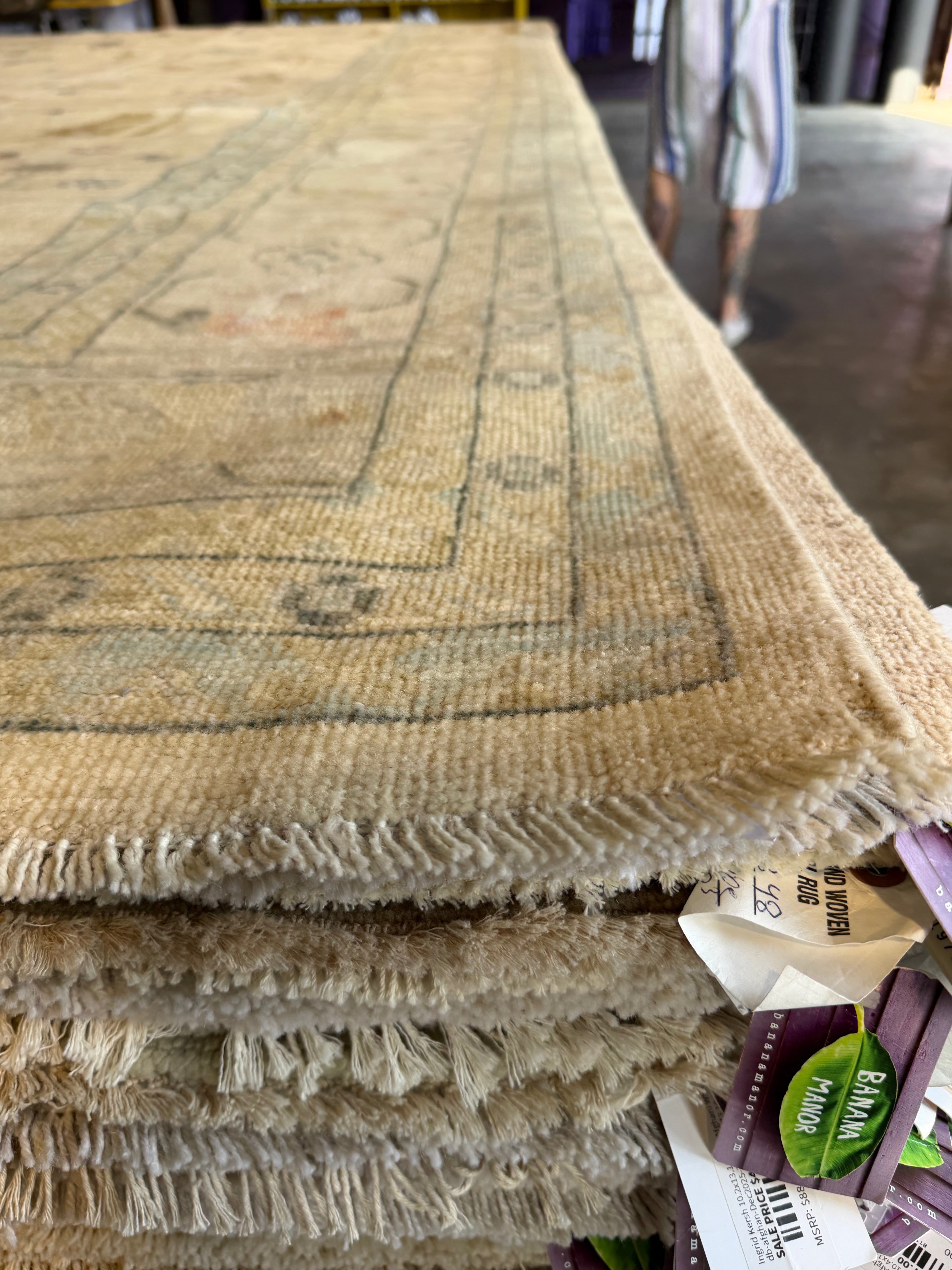 Jackie Barrett 10x14 Ivory Hand-Knotted Afghani Oushak