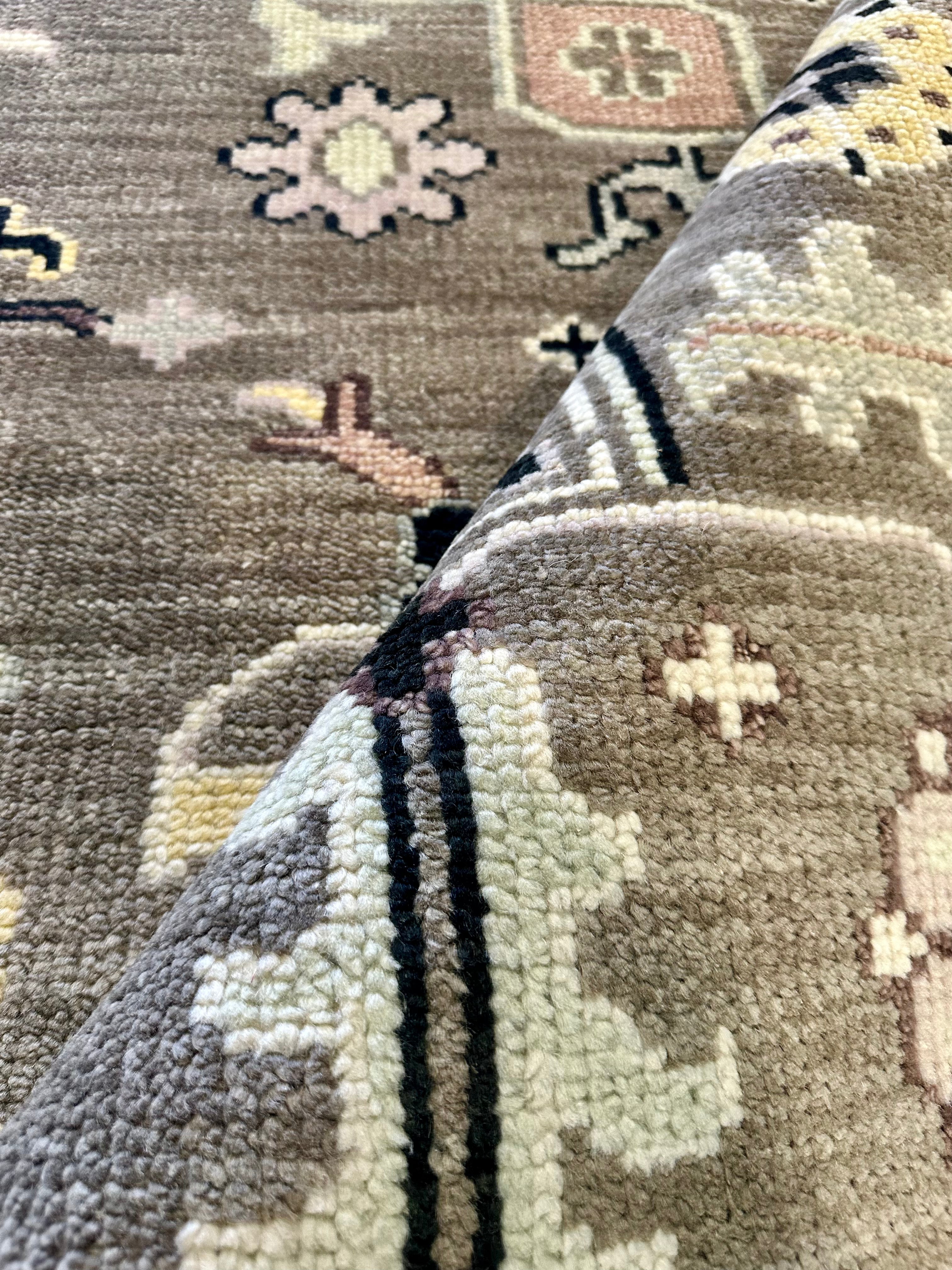 Cordelia 8x10 Light Brown Hand-Knotted Oushak Rug