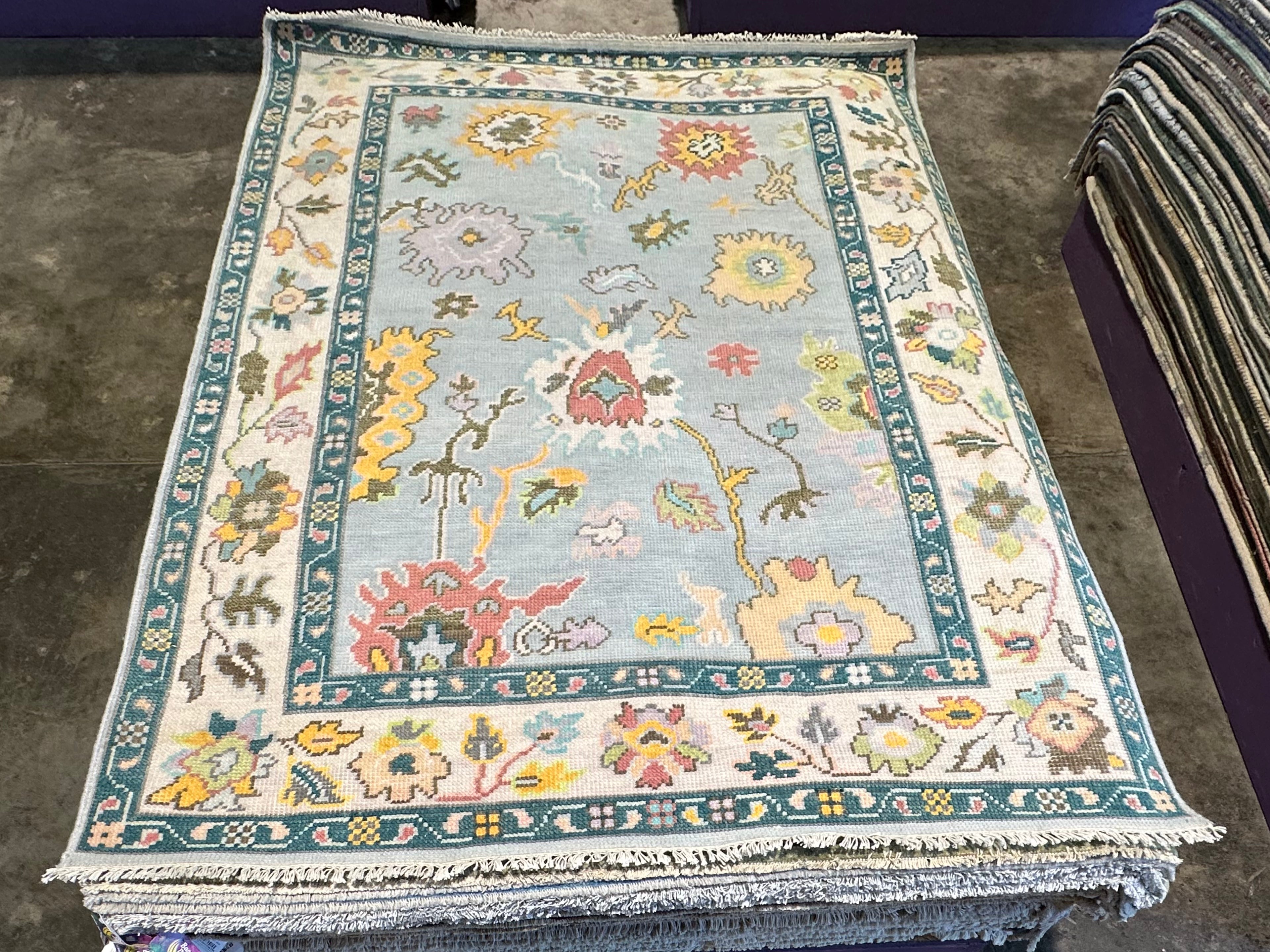 Moyra Bore 5.3x7 Multi Color Hand-Knotted Oushak Rug