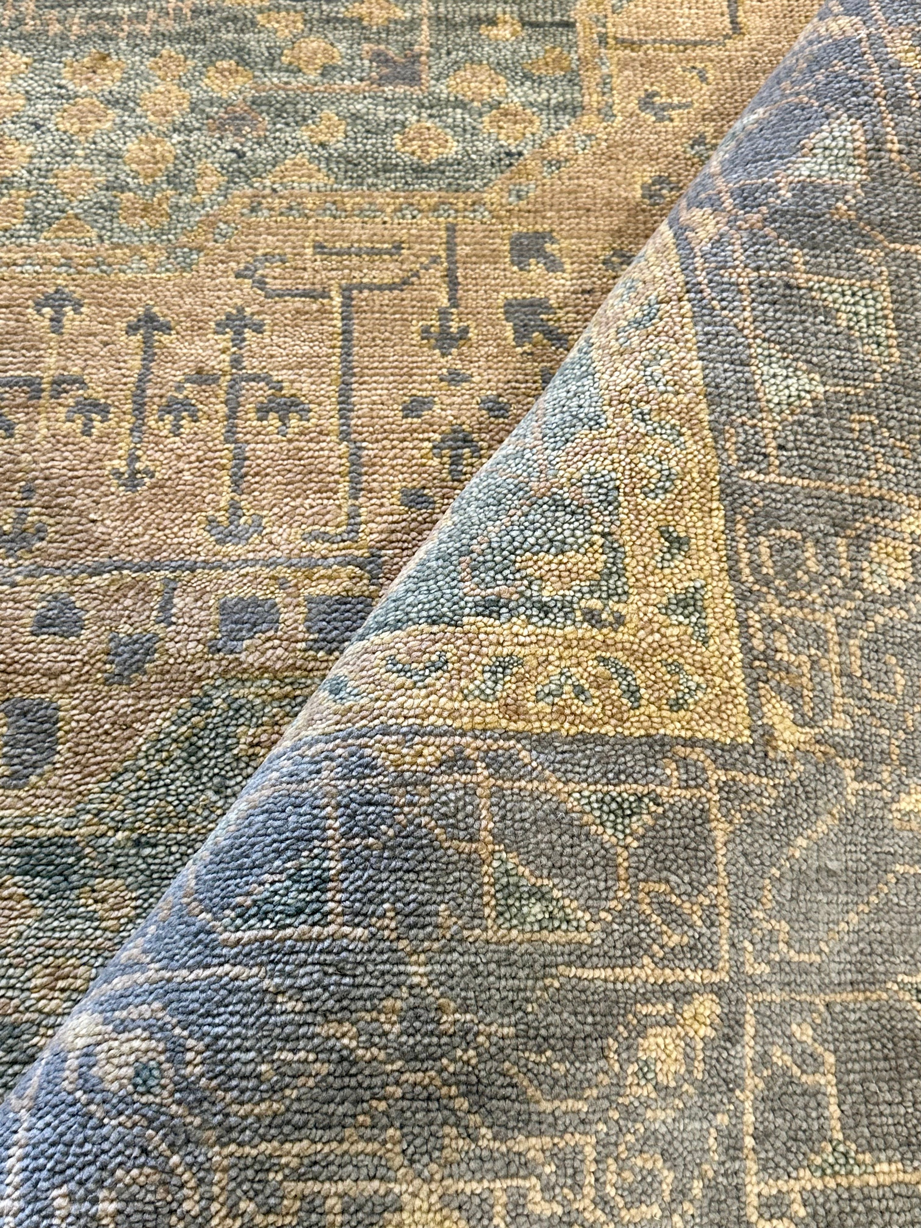 Carole Landis 8x10 Light Brown and Grey Hand-Knotted Oushak Rug