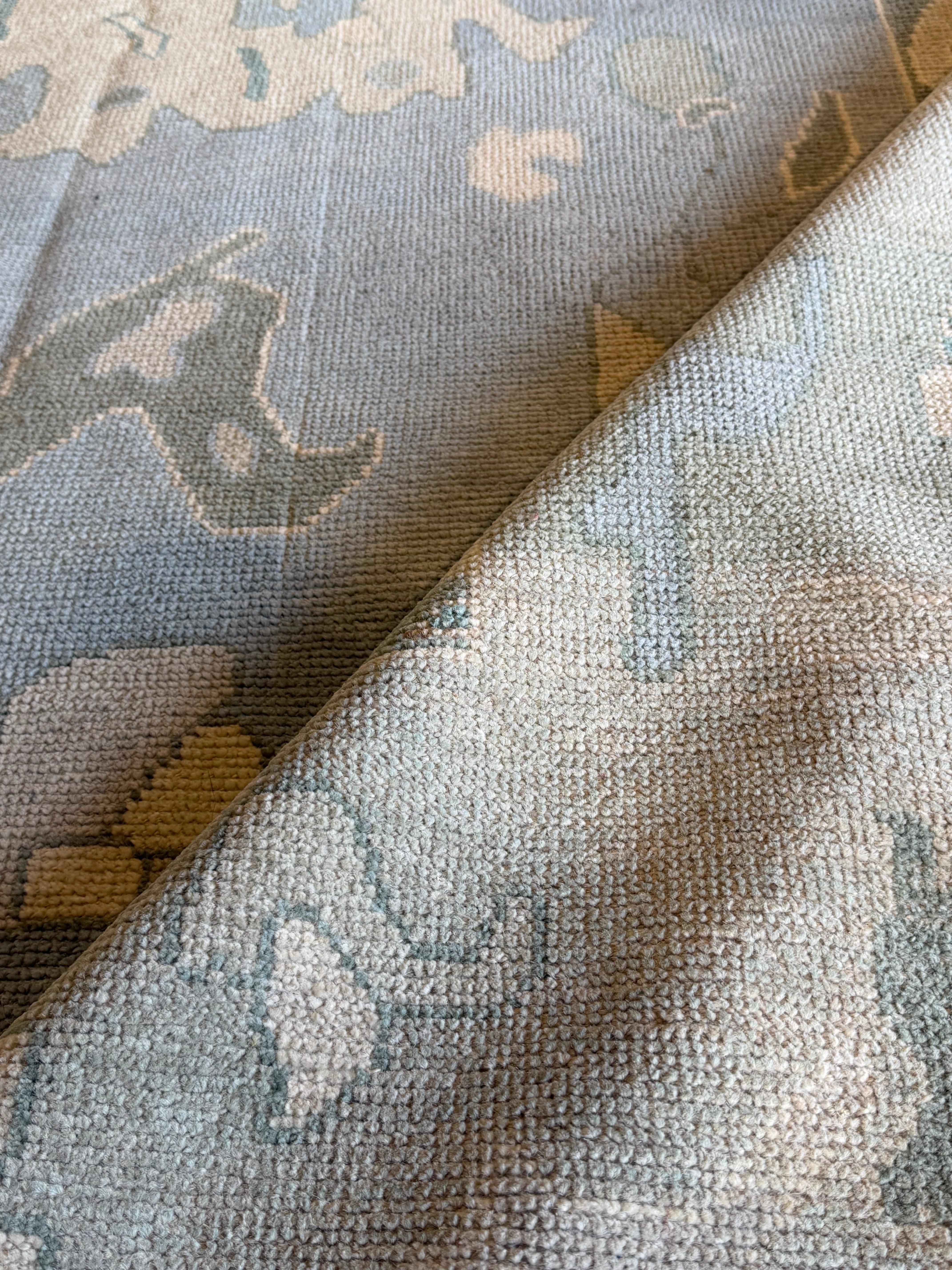 Faith Gaskins 10.2x13.8 Blue and Green Hand-Knotted Oushak