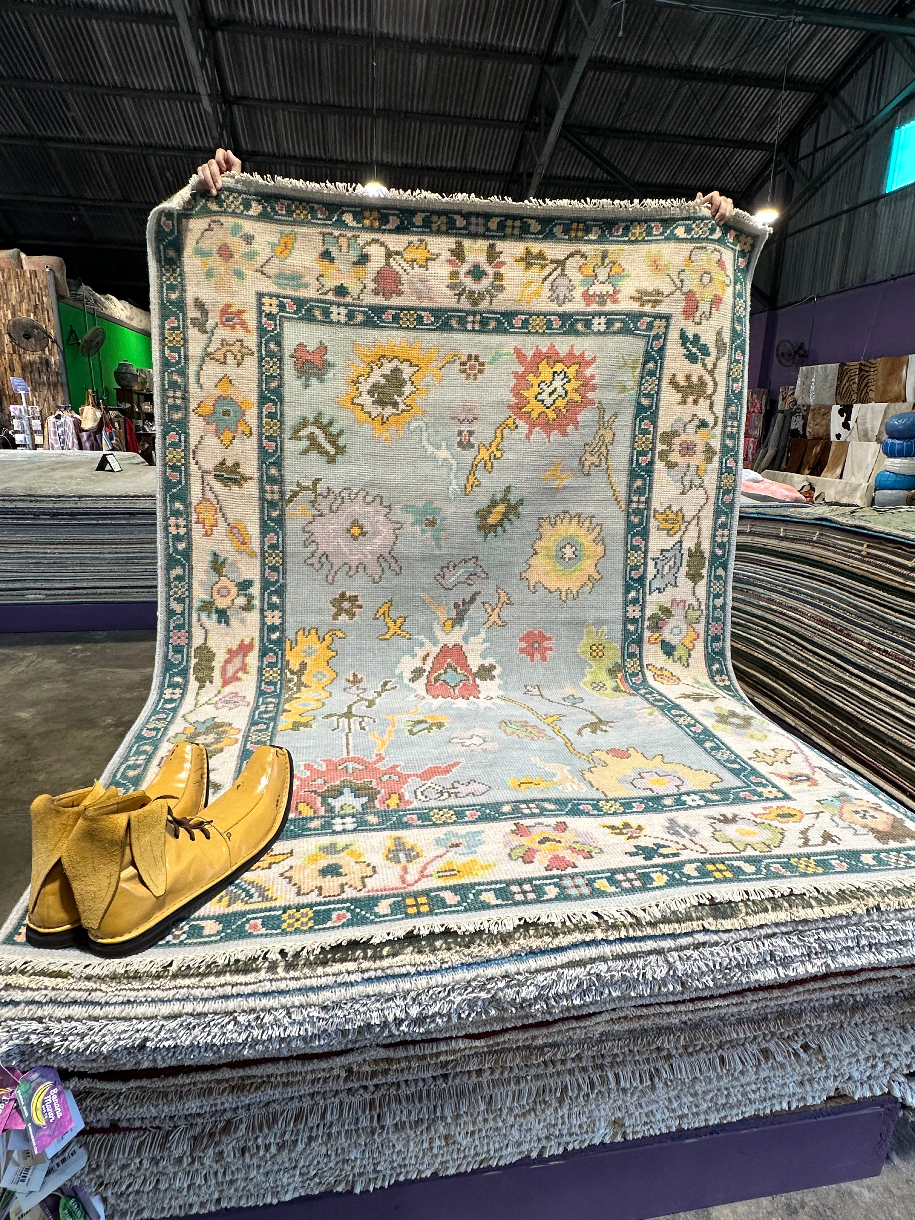 Moyra Bore 5.3x7 Multi Color Hand-Knotted Oushak Rug