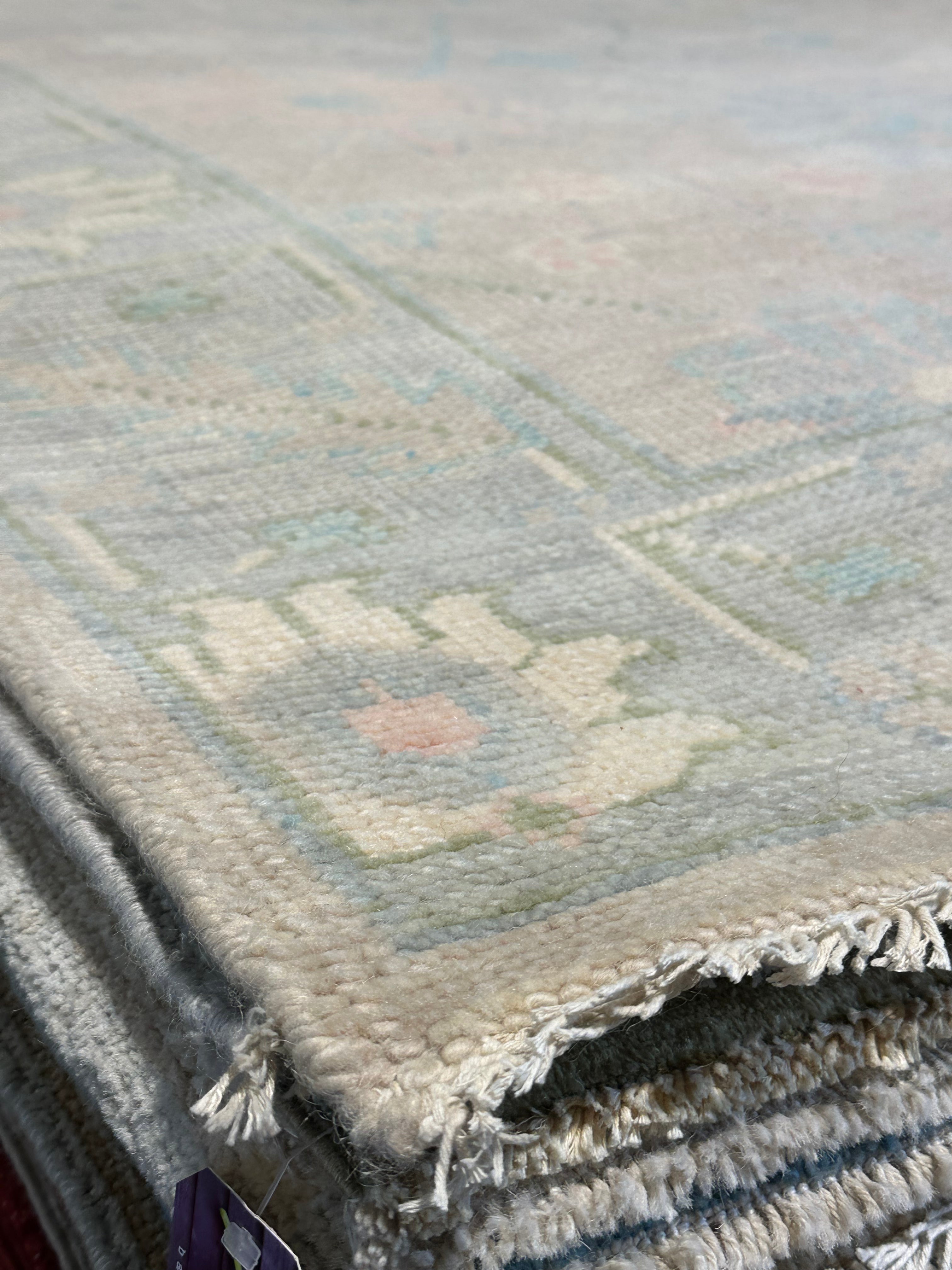 Ellen Thunder 5x8 Grey Hand-Knotted Oushak Rug