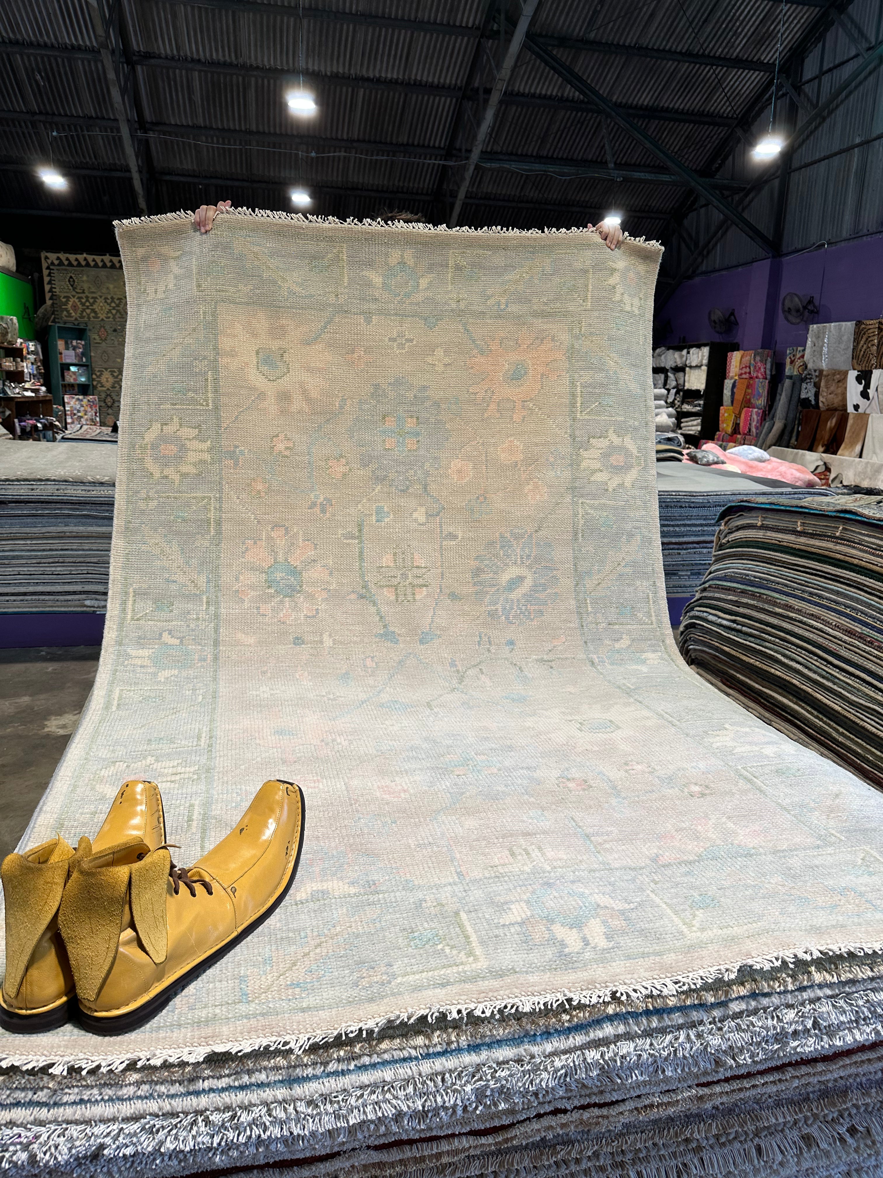 Ellen Thunder 5x8 Grey Hand-Knotted Oushak Rug