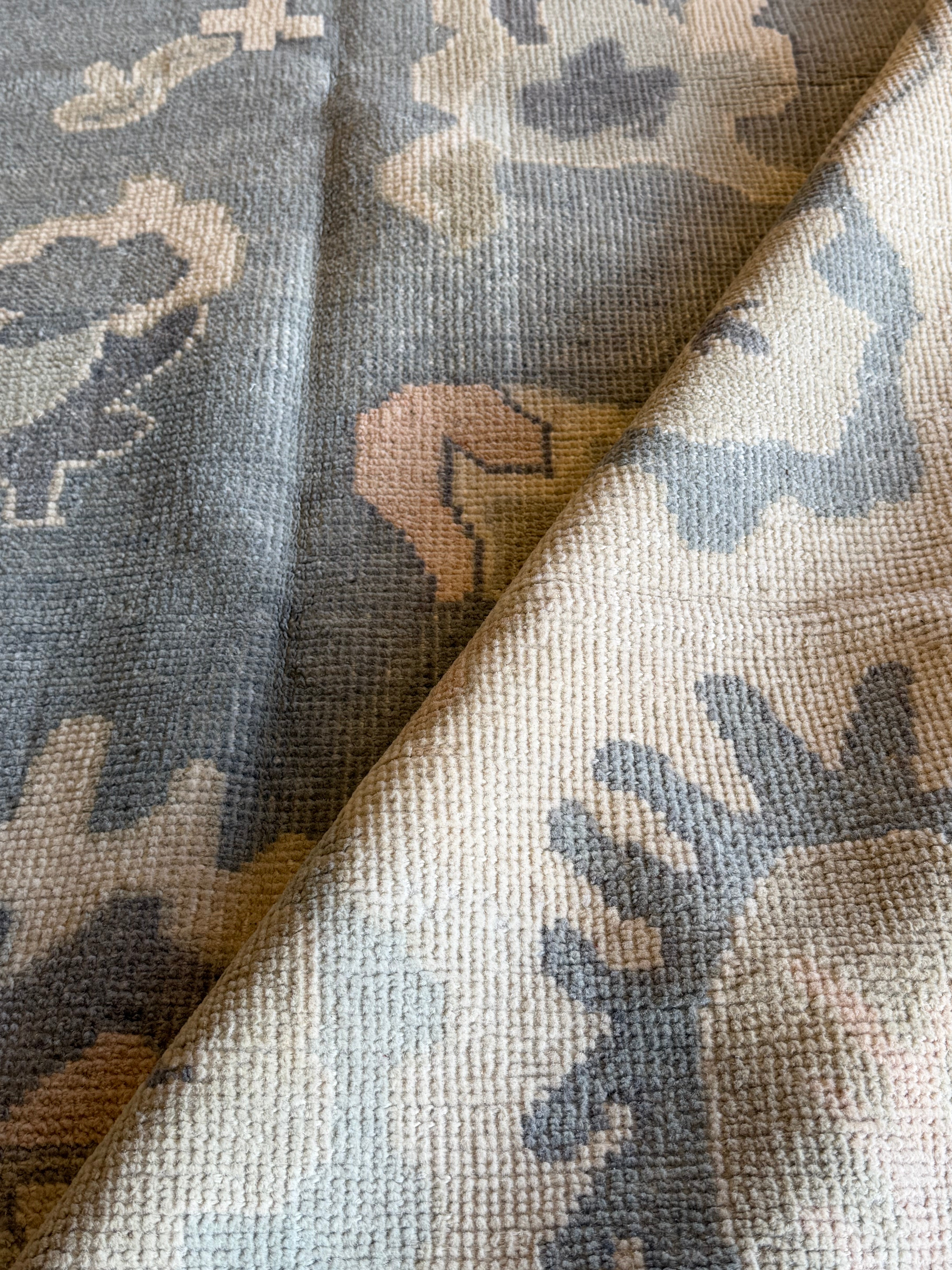 Glenda Hersh 8.7x11.7 Blue and Green Hand-Knotted Oushak