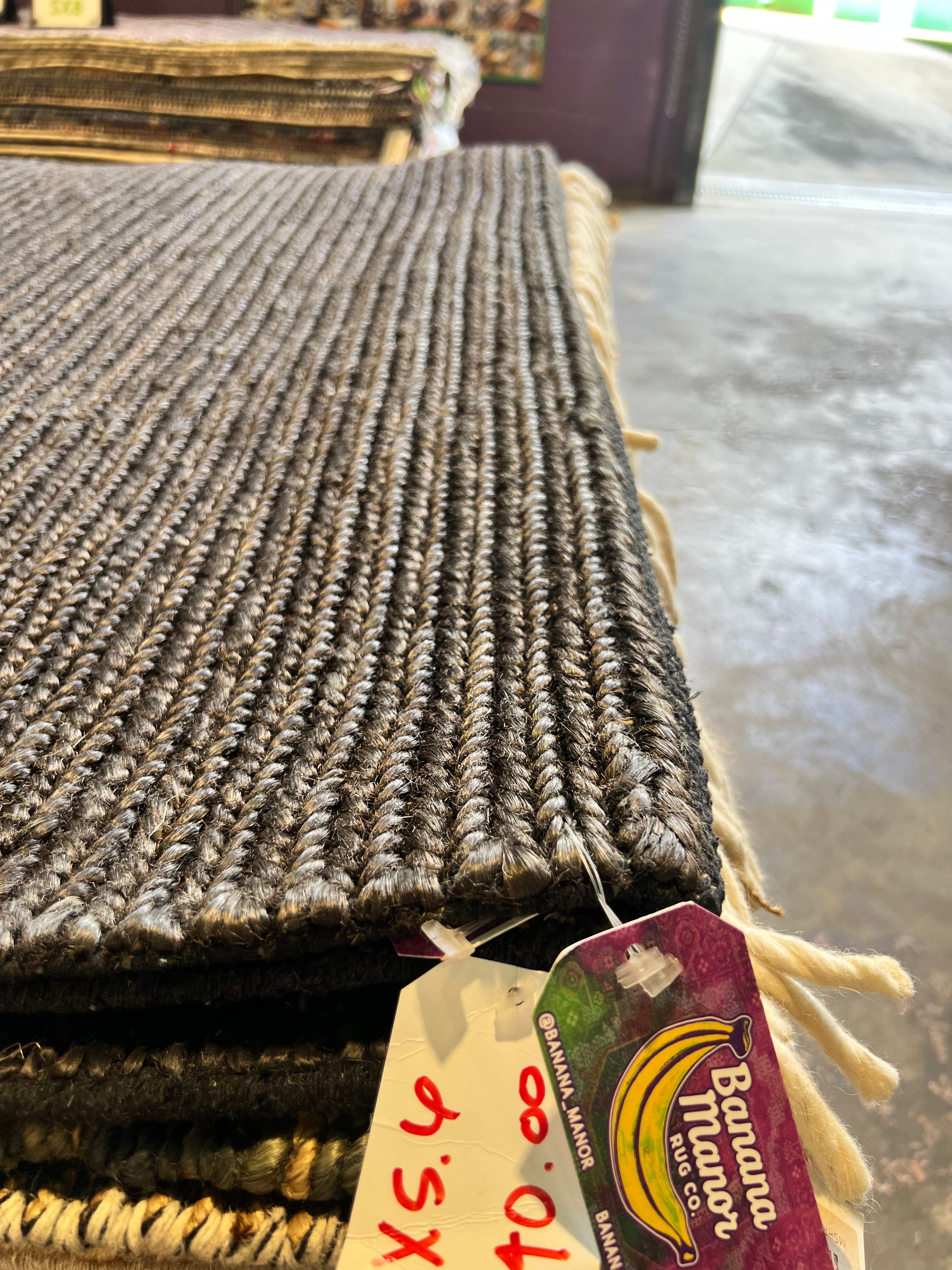 Stuart Largely Handwoven 4.6x6.6 Black Jute Rug CLEARANCE 70% OFF