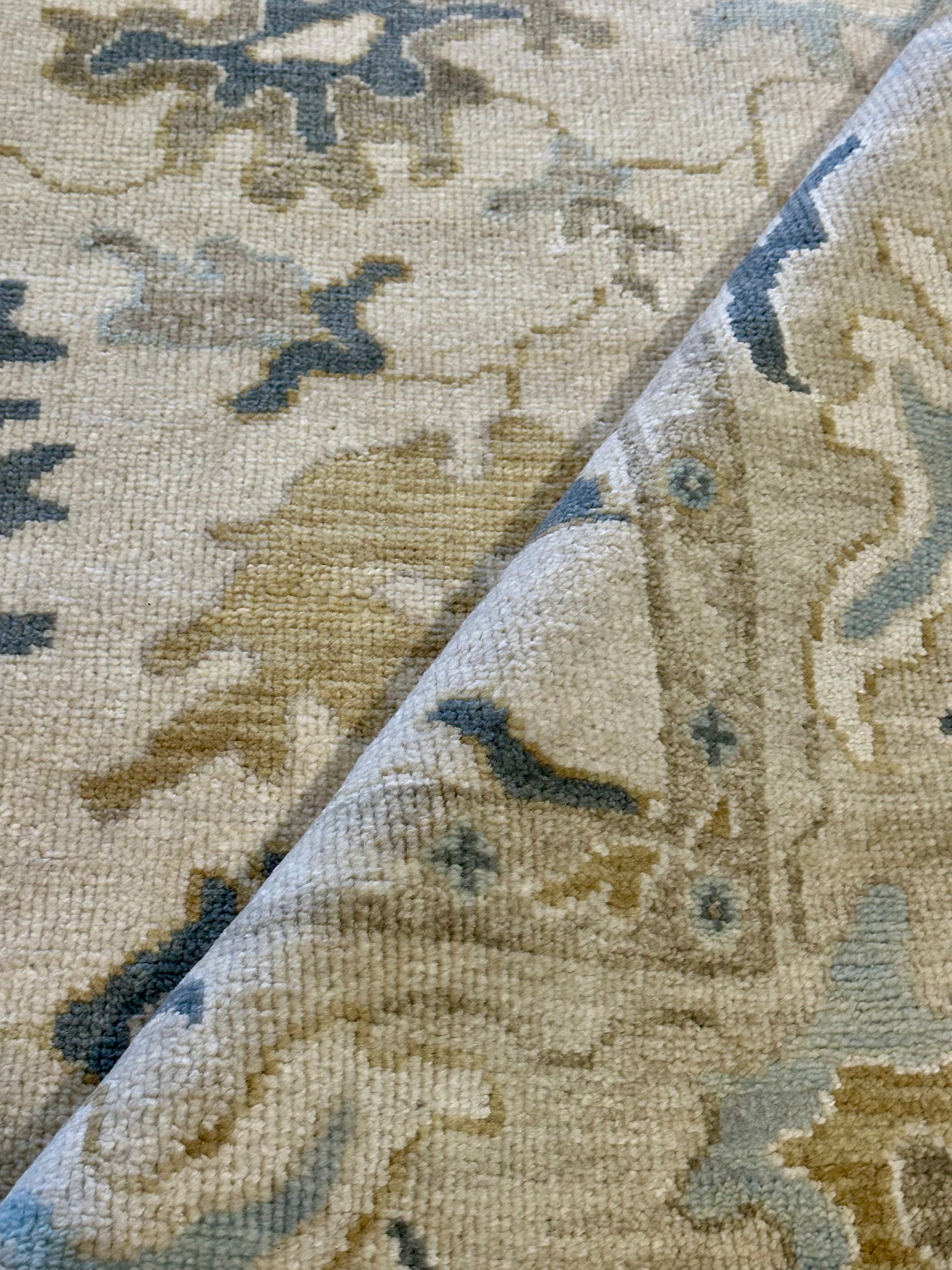 Serena 7.9x10 Tan & Grey Hand-Knotted Oushak