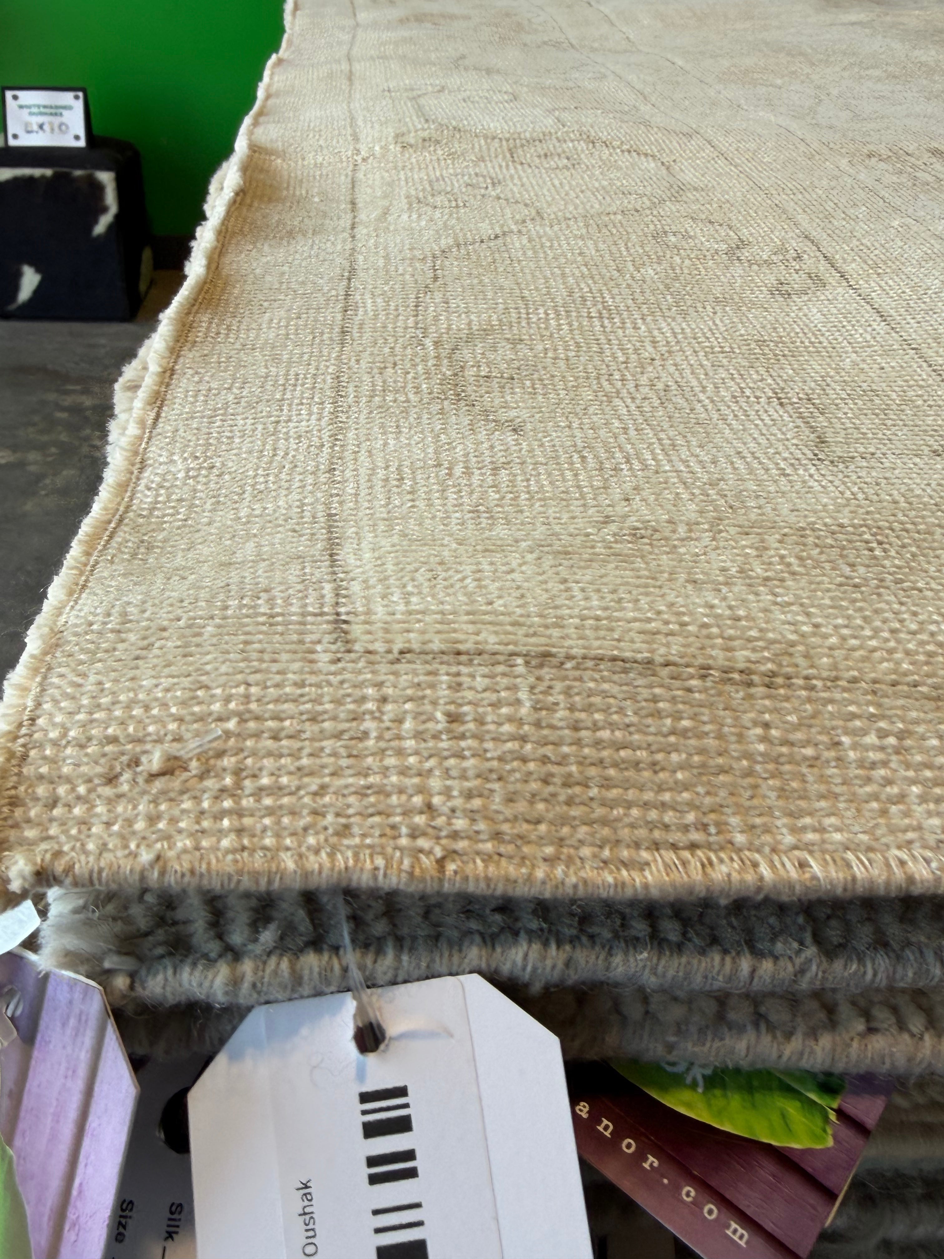 Trinity Hayes 7.2x10.2 Beige Hand-Knotted Vintage Turkish Oushak