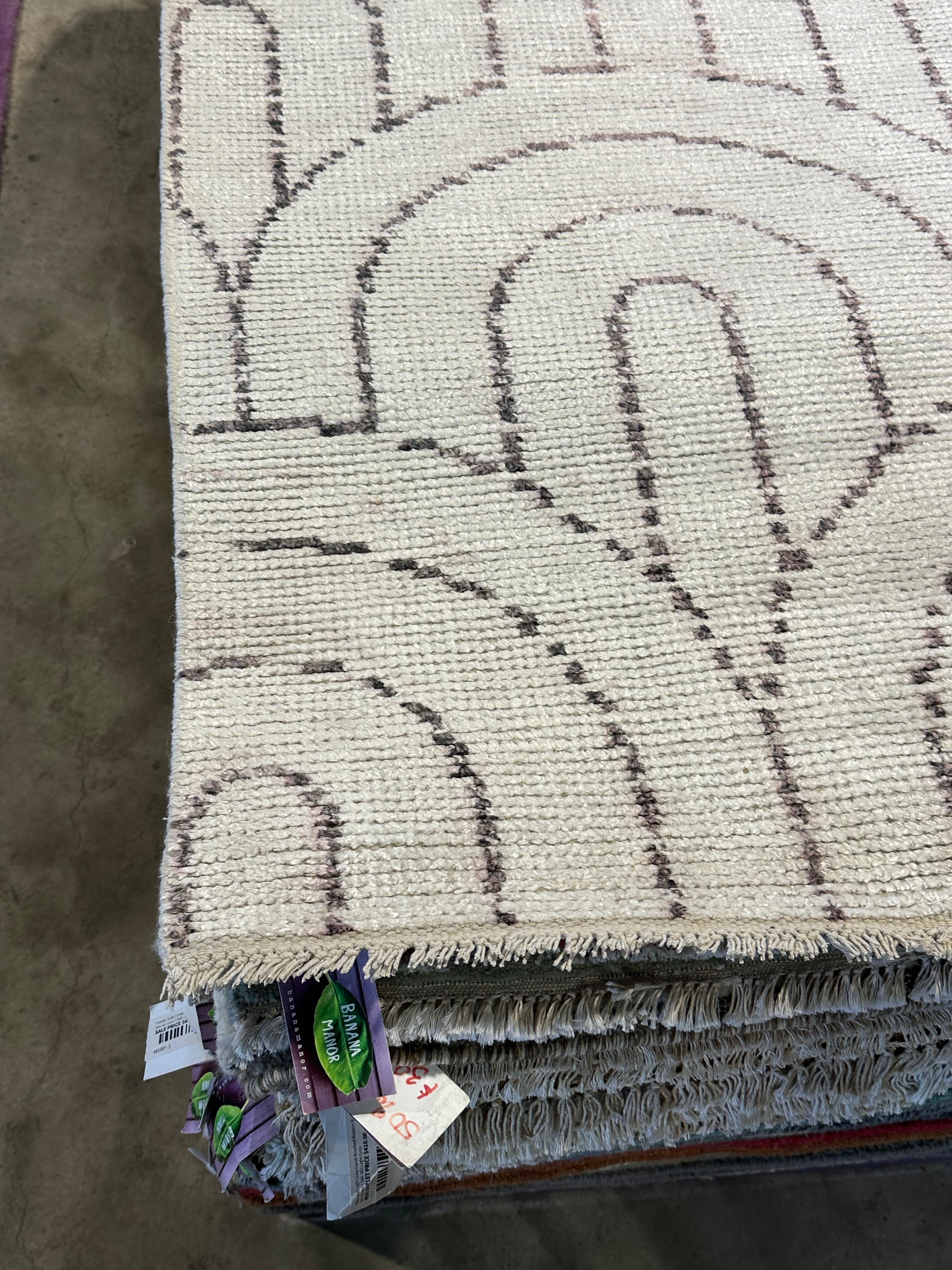 Ben Lester 4.6x6.6 Ivory Hand-Knotted Modern Style Rug
