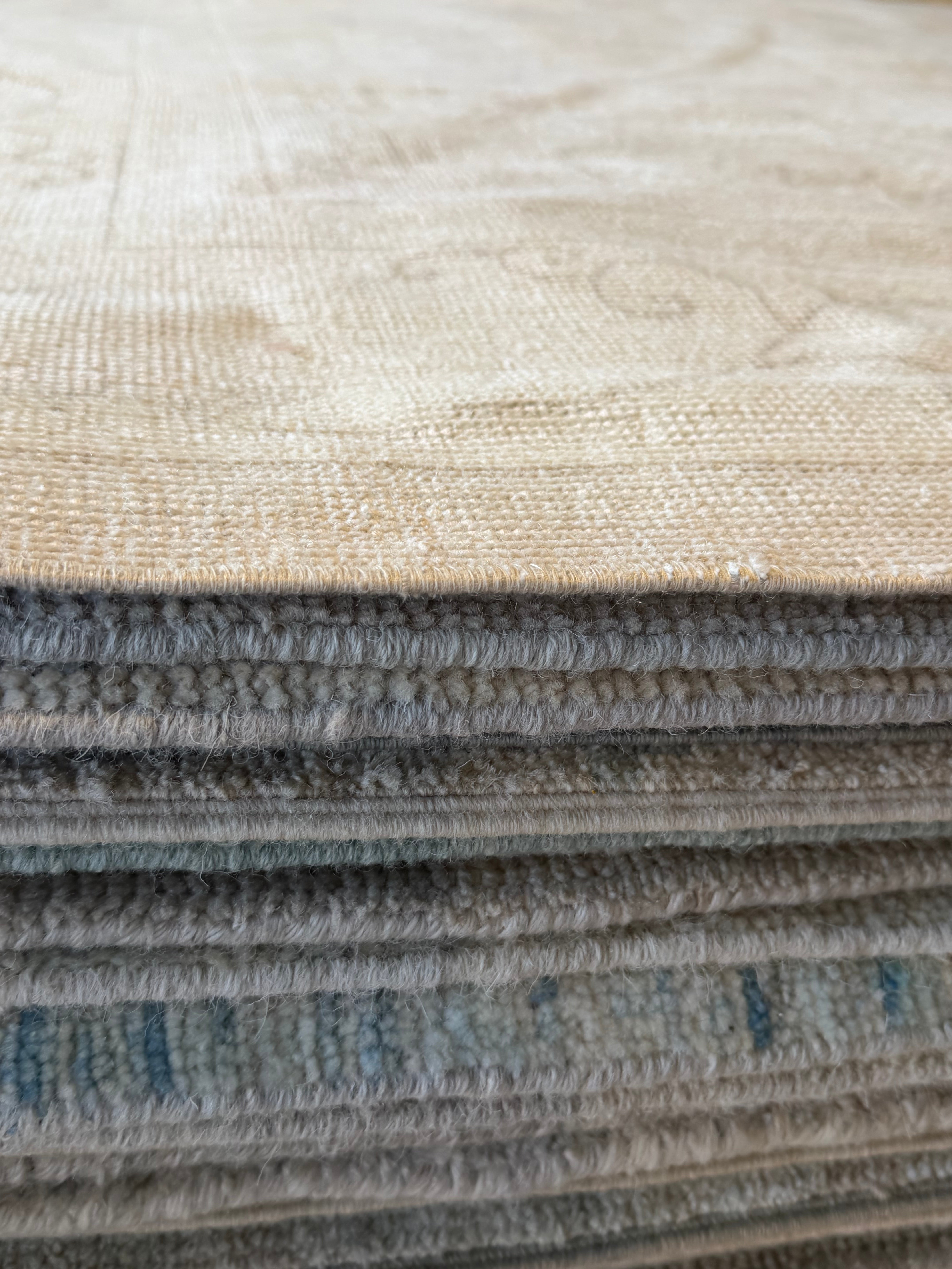Trinity Hayes 7.2x10.2 Beige Hand-Knotted Vintage Turkish Oushak
