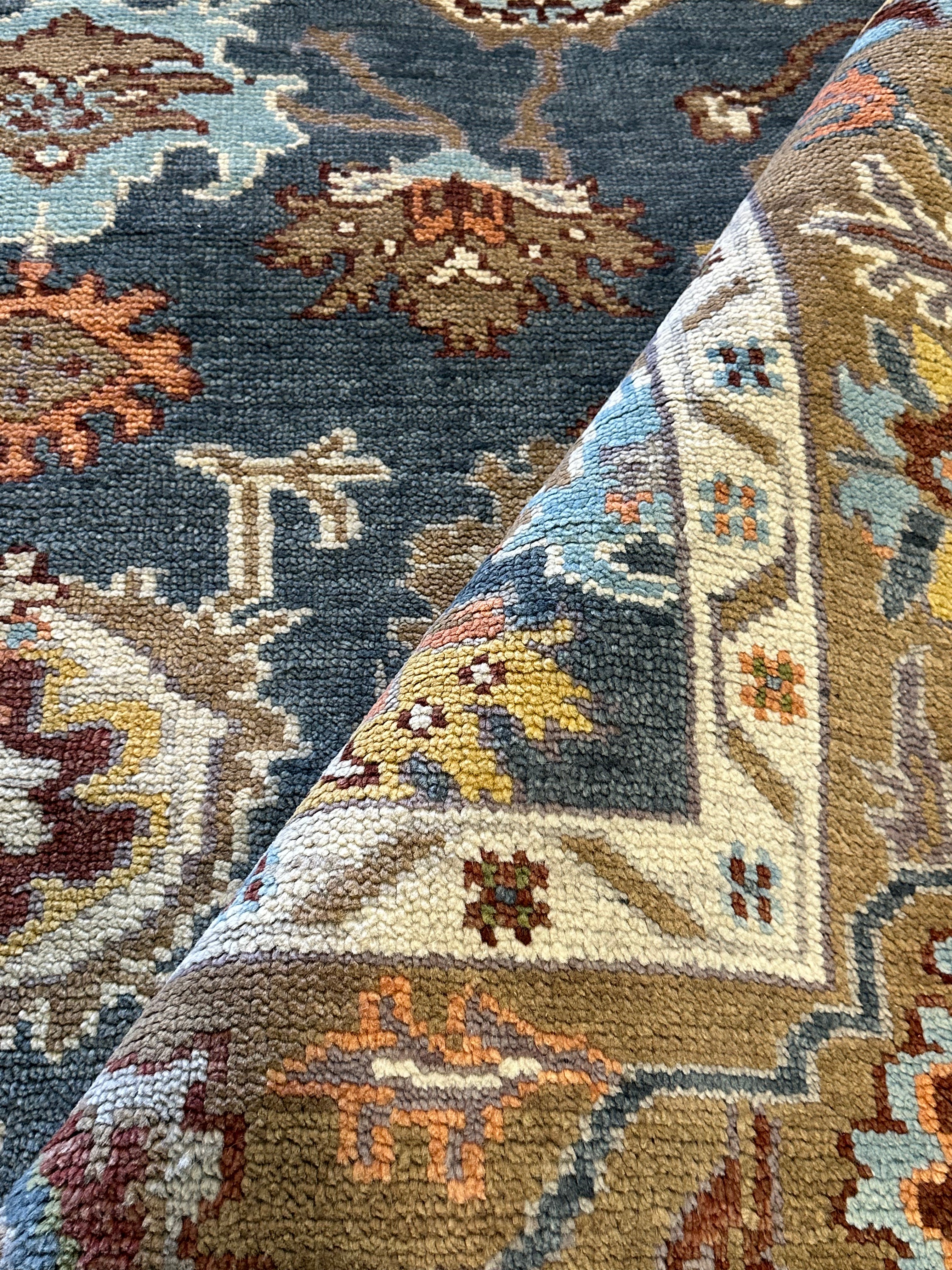 Terrie 8x10 Blue & Brown Hand-Knotted Oushak