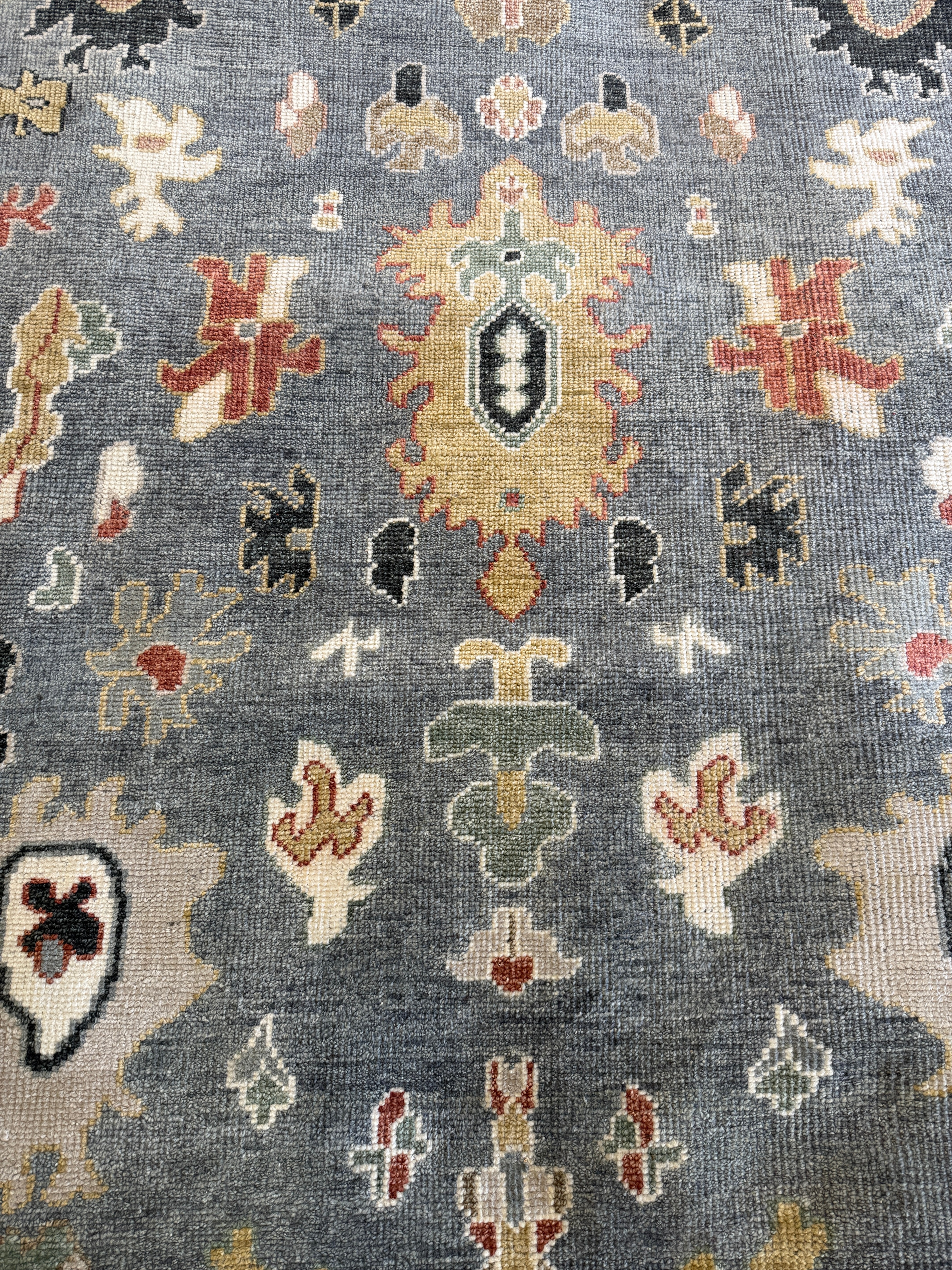Marina Cicogna 9x12 Grey and Ivory Hand-Knotted Oushak Rug