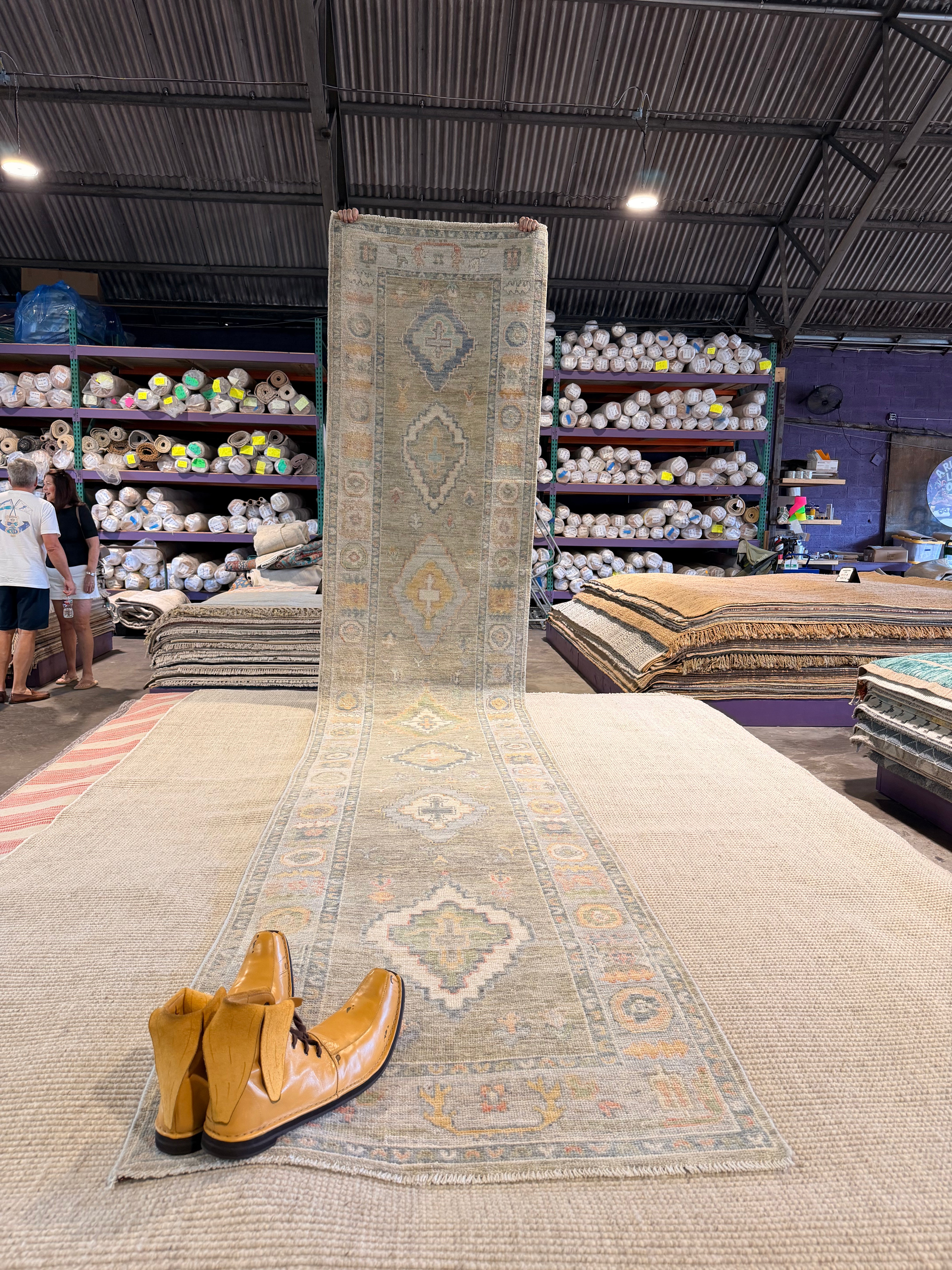 Alexa Wach 3x15.6 Green Hand-Knotted Oushak