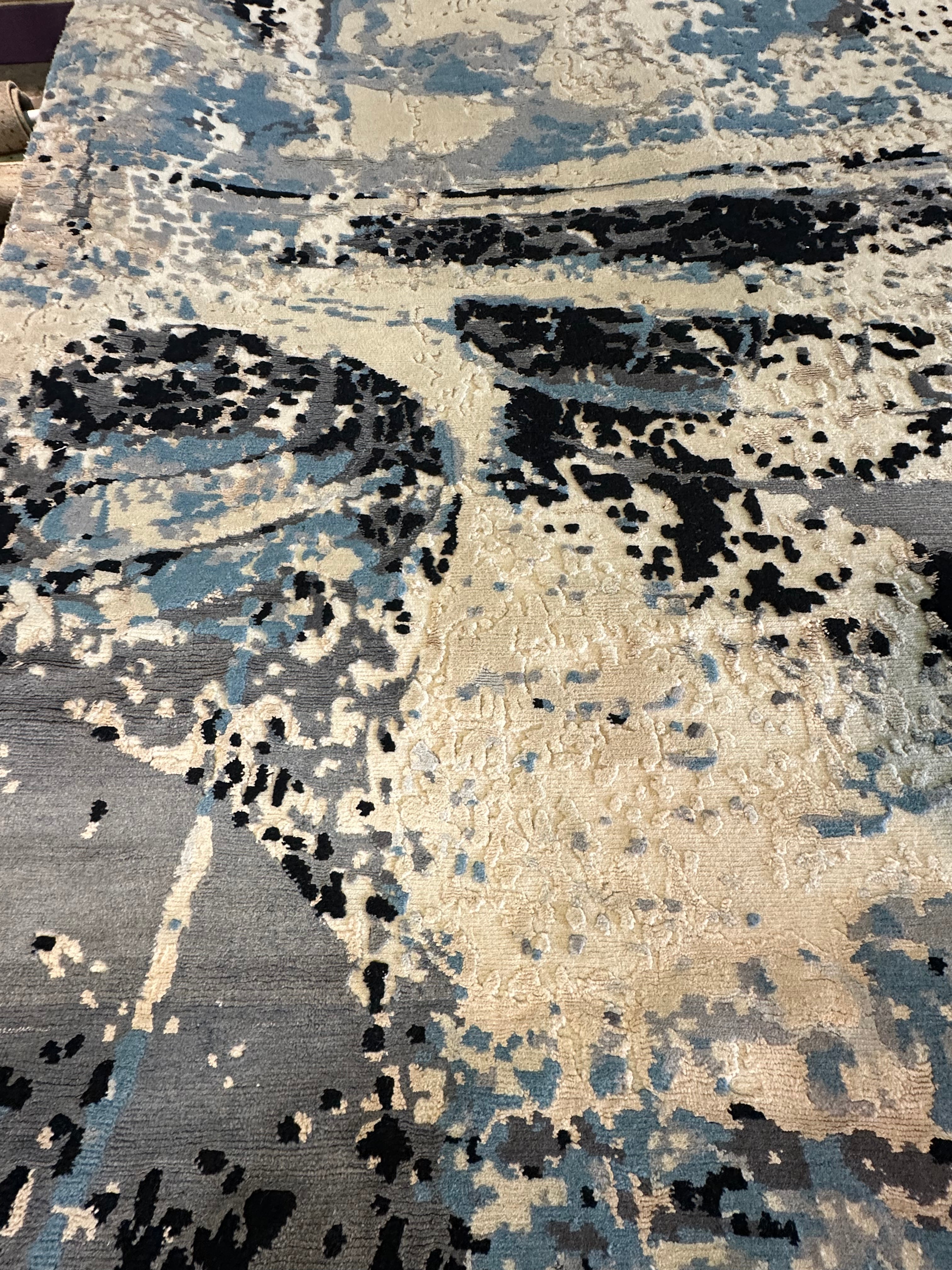 William Jiffy 5x7.9 Blue Hand-Knotted Modern Style Rug