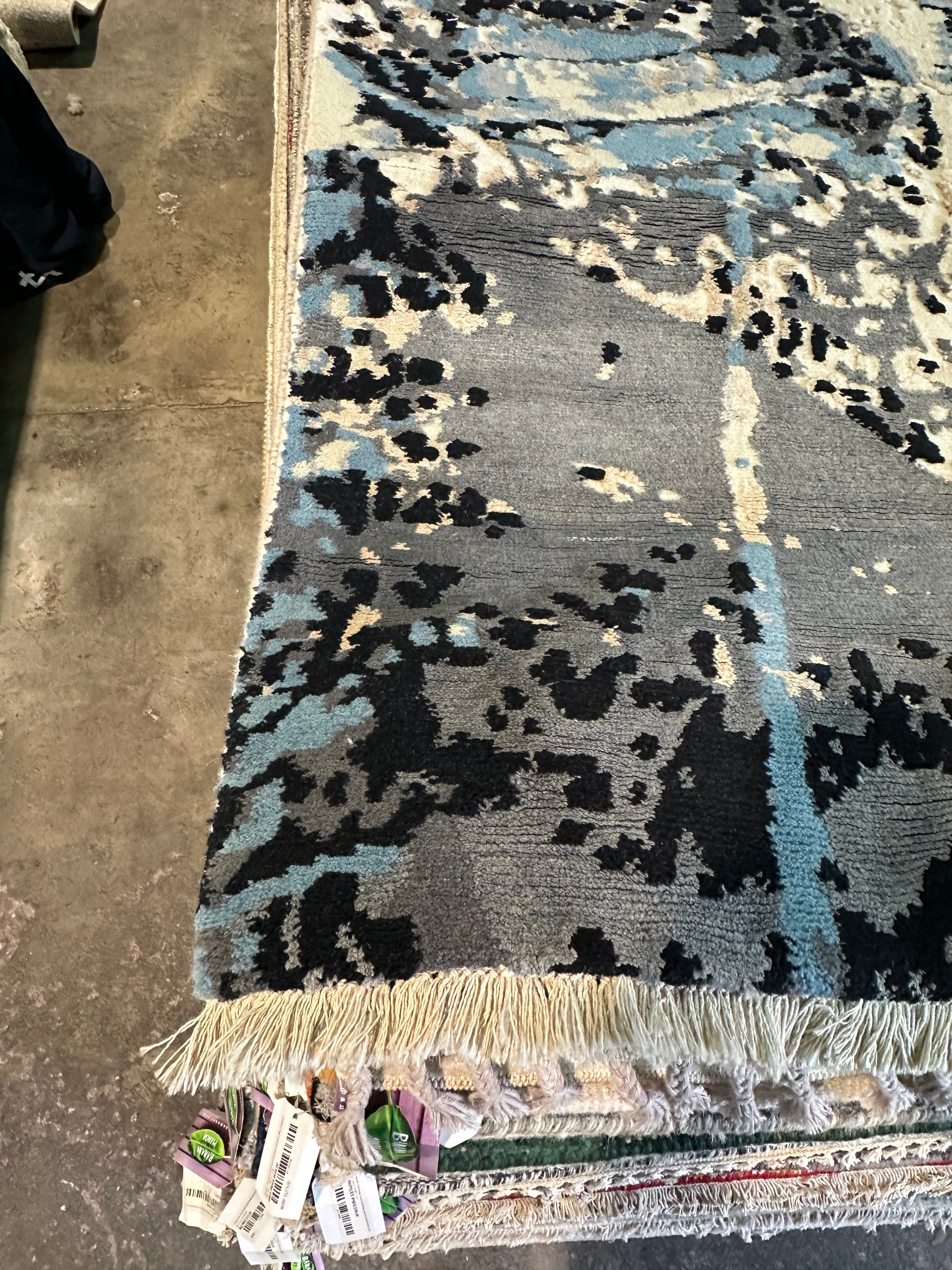 William Jiffy 5x7.9 Blue Hand-Knotted Modern Style Rug