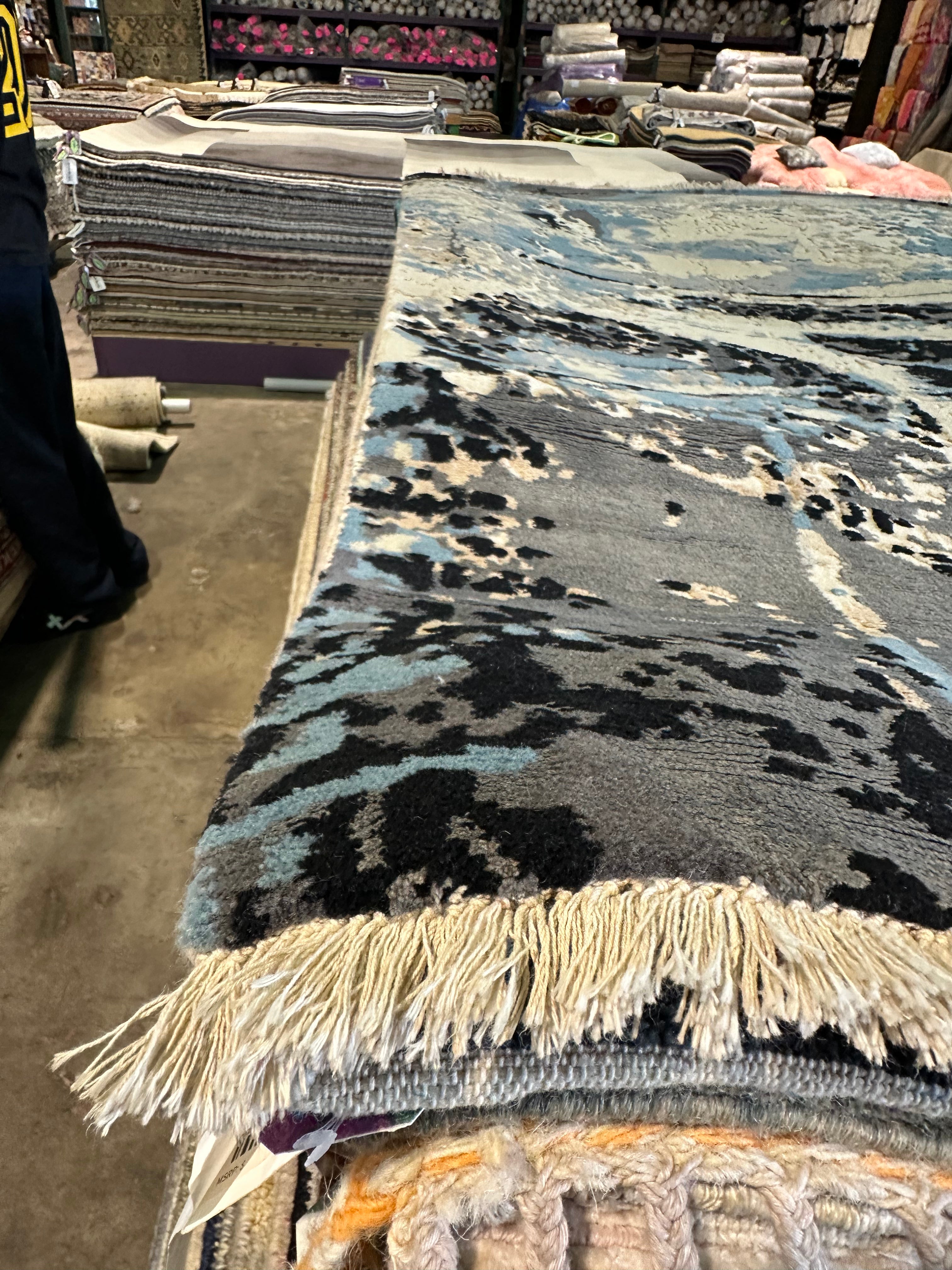 William Jiffy 5x7.9 Blue Hand-Knotted Modern Style Rug