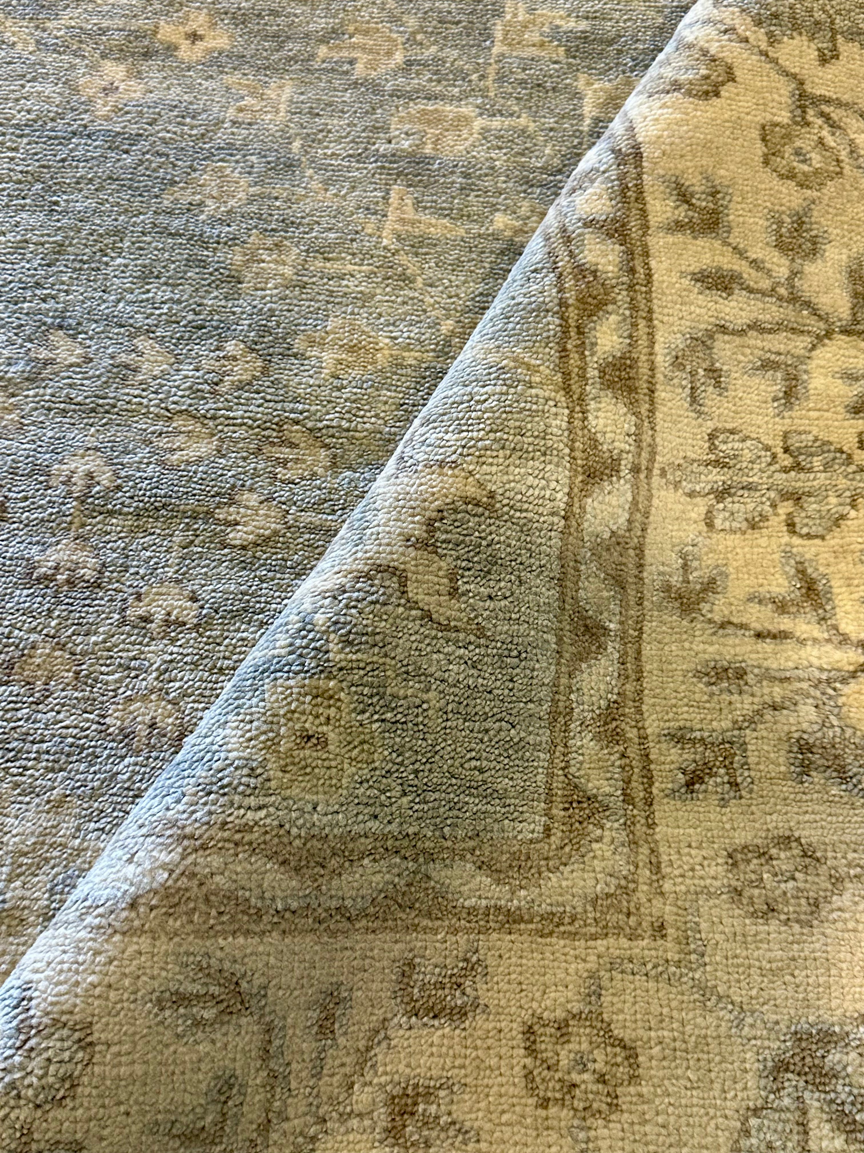 Noxolo Mathula 8x10 Hand-Knotted Oushak Rug Grey and Ivory