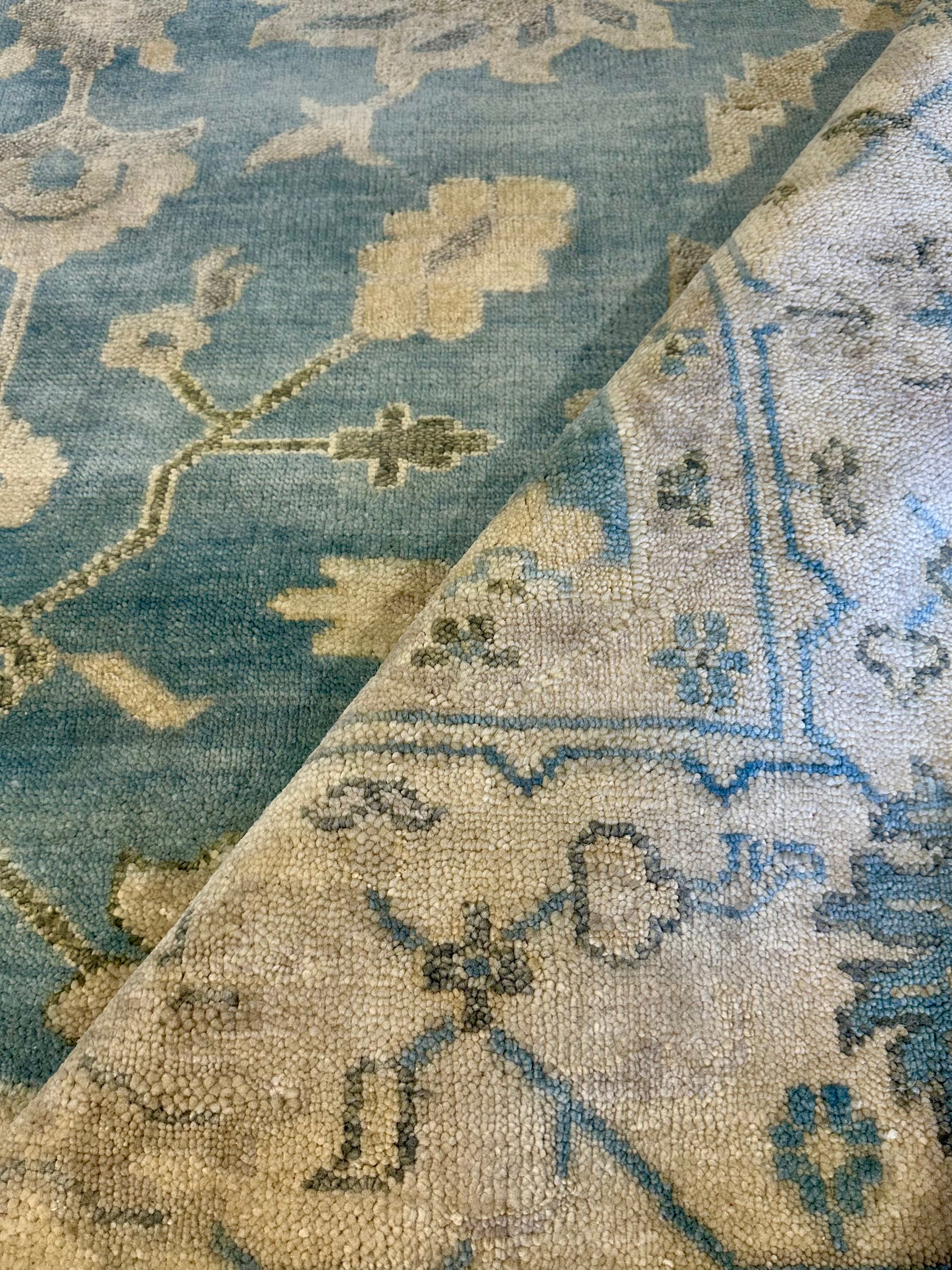 Danielle 8x10 Blue & Beige Hand-Knotted Oushak