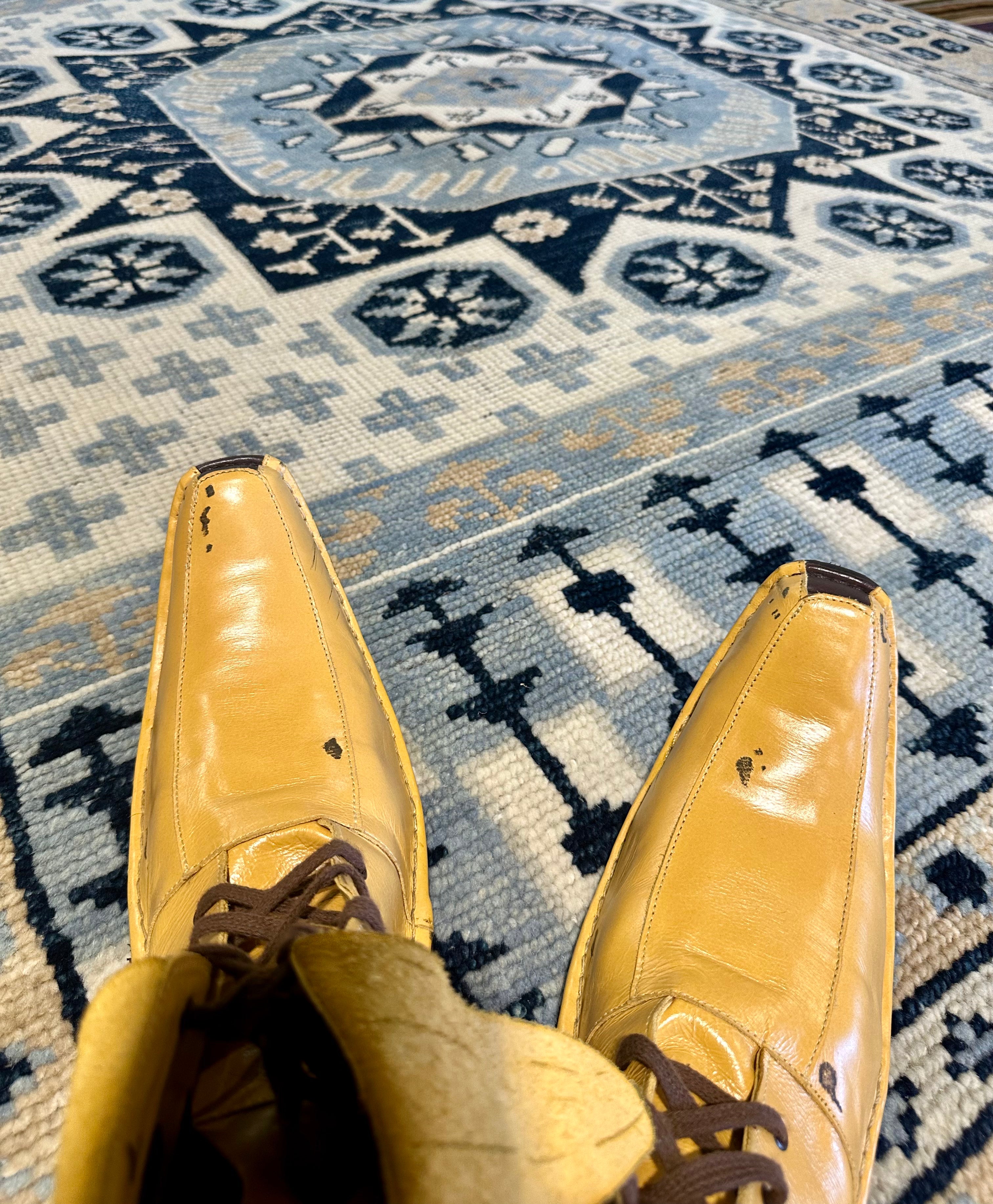 Sophie 8x10 Light Blue and Ivory Hand-Knotted Oushak Rug