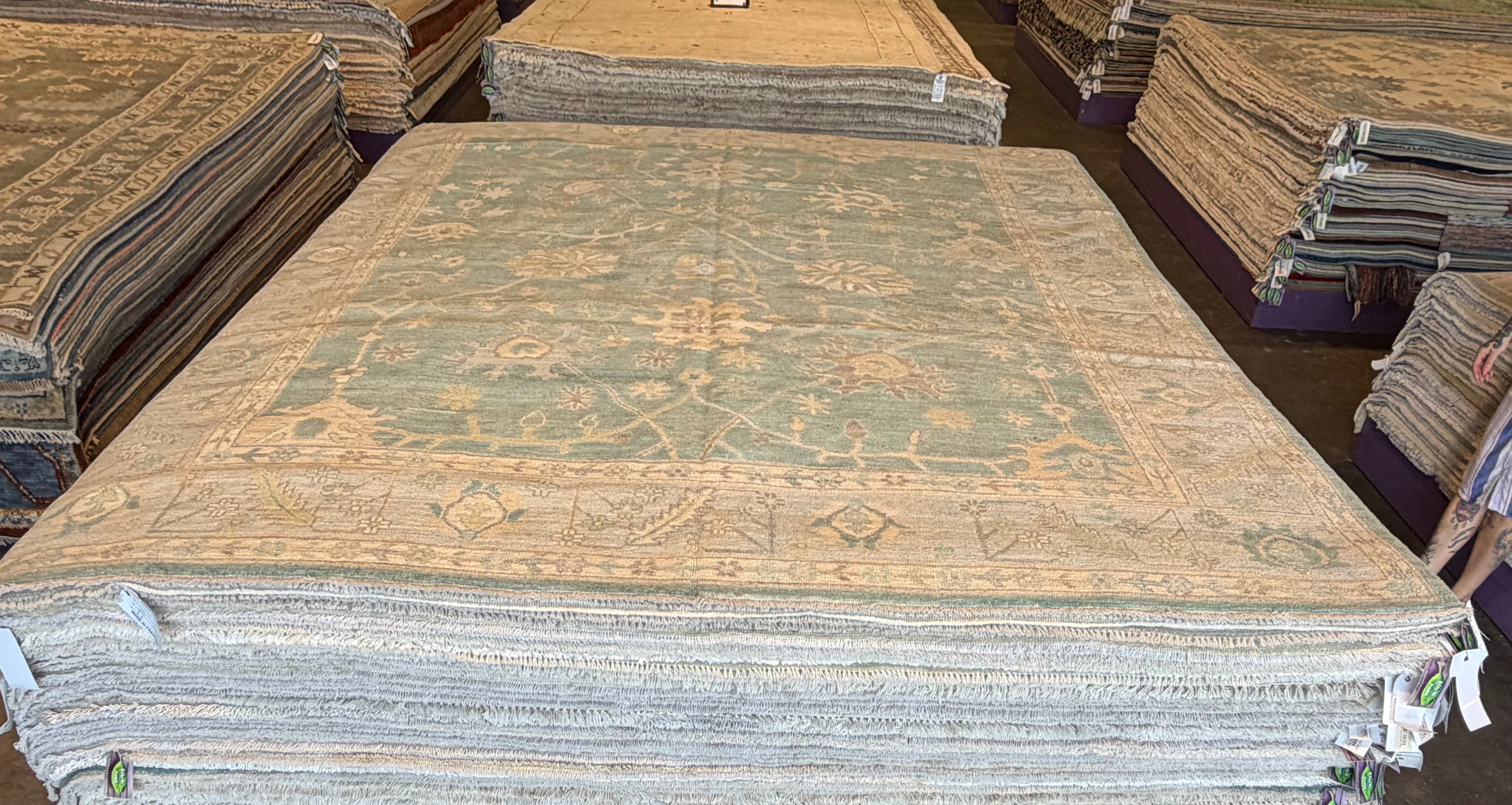 Megan Hutton 8.2x9.11 Blue Afghani Whitewashed Oushak