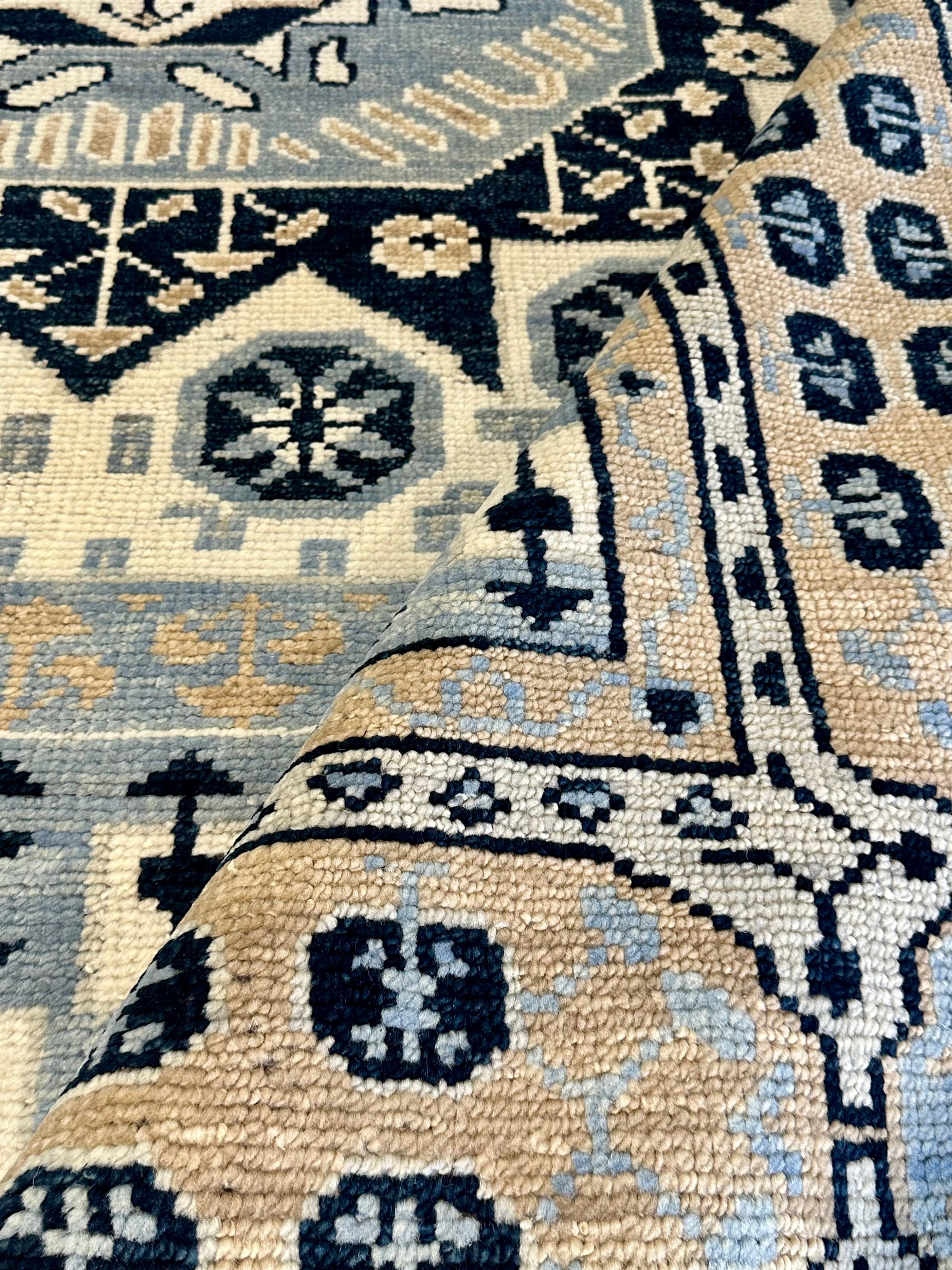 Sophie 8x10 Light Blue and Ivory Hand-Knotted Oushak Rug