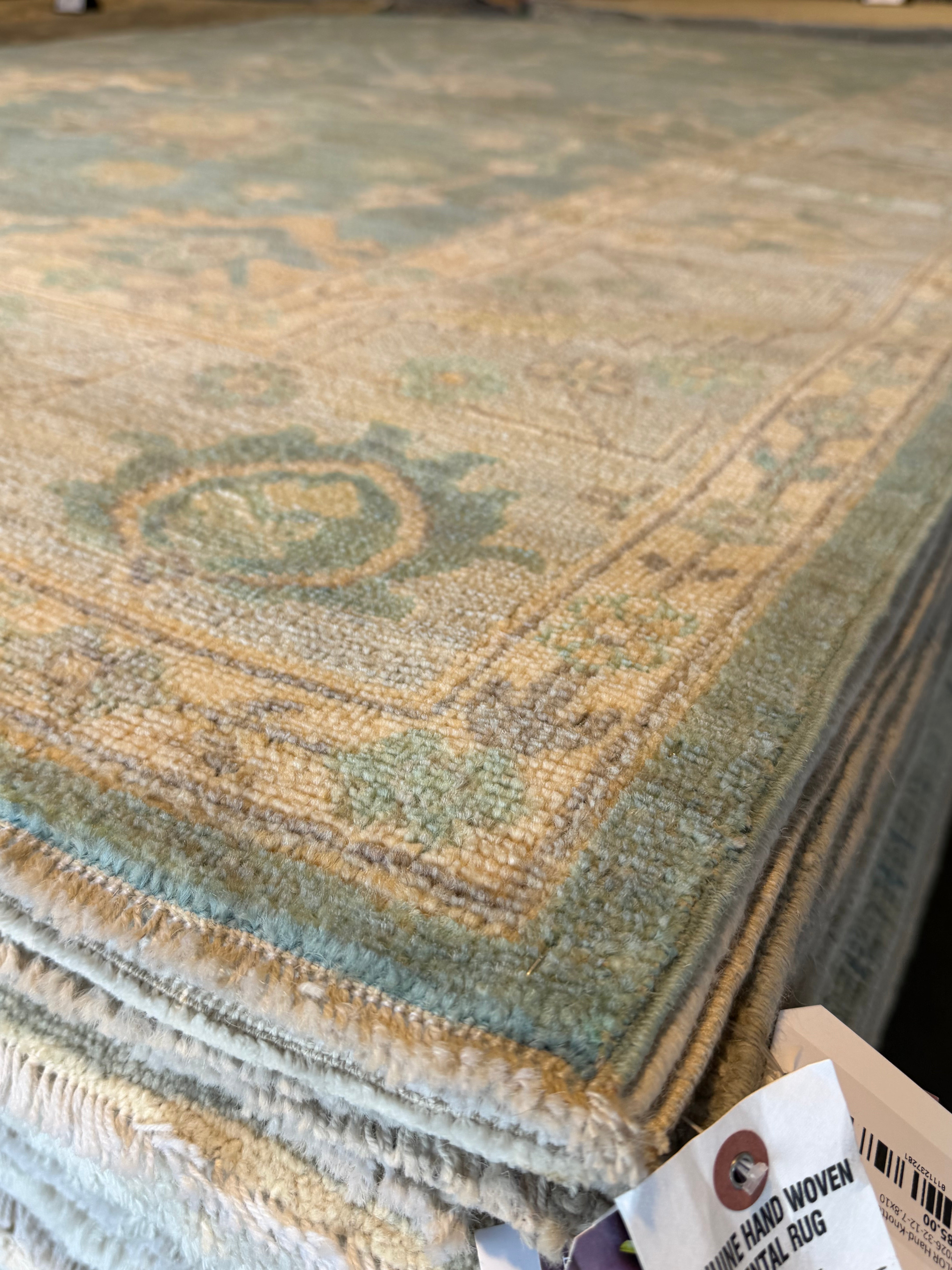 Megan Hutton 8.2x9.11 Blue Afghani Whitewashed Oushak