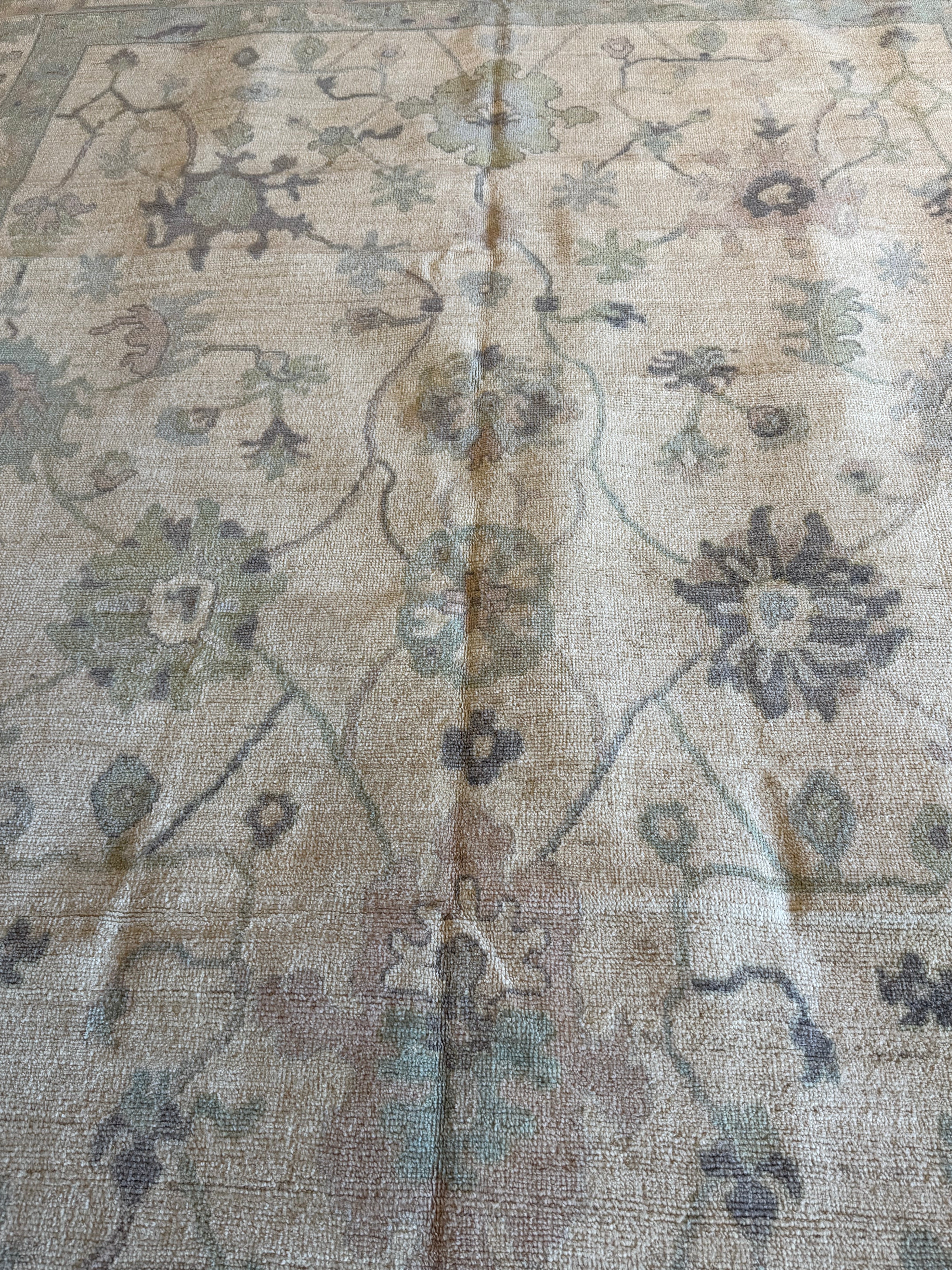 Shelby Crisman 8.10x11.8 Cream and Green Afghani Whitewashed Oushak