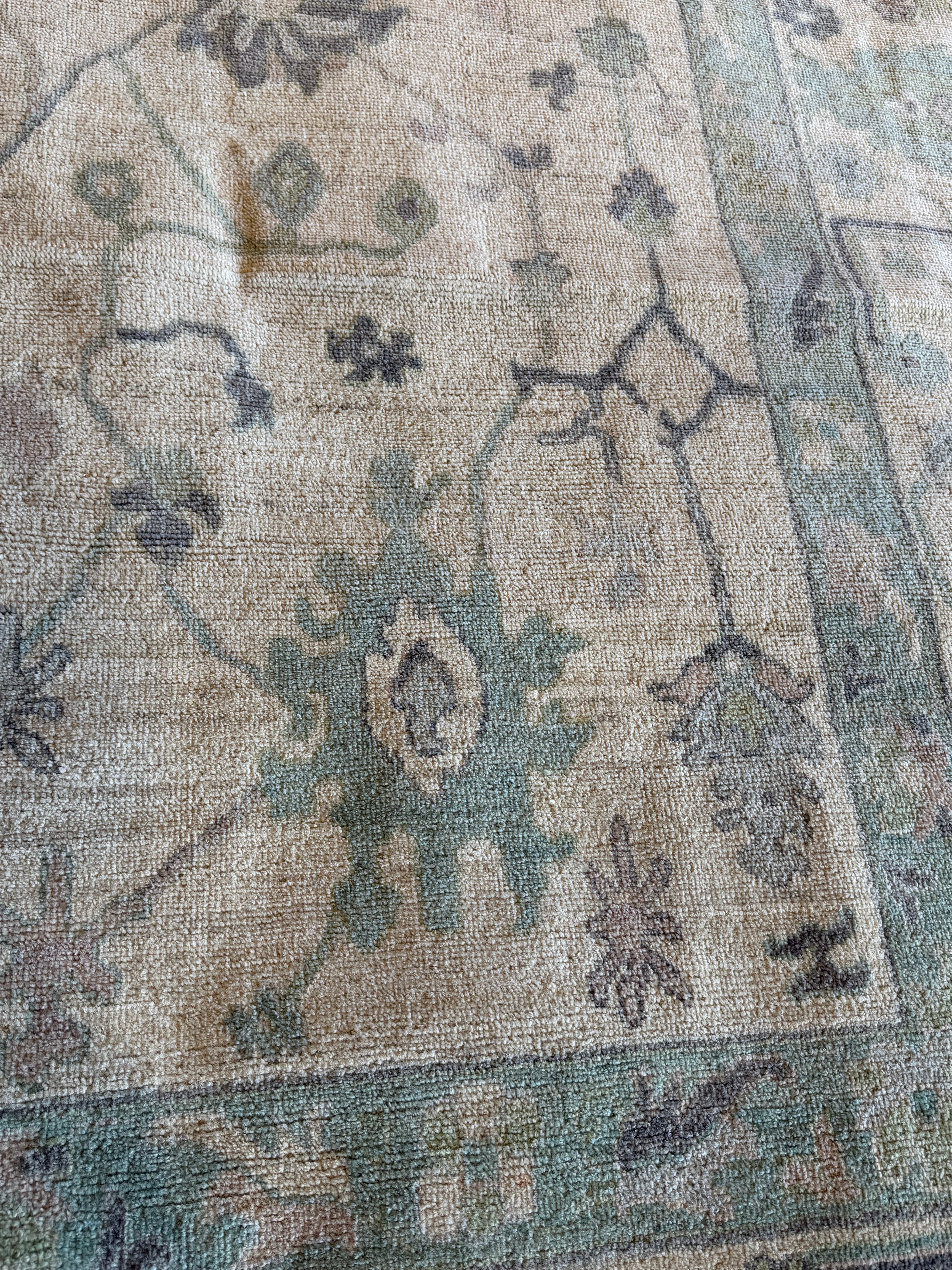 Shelby Crisman 8.10x11.8 Cream and Green Afghani Whitewashed Oushak