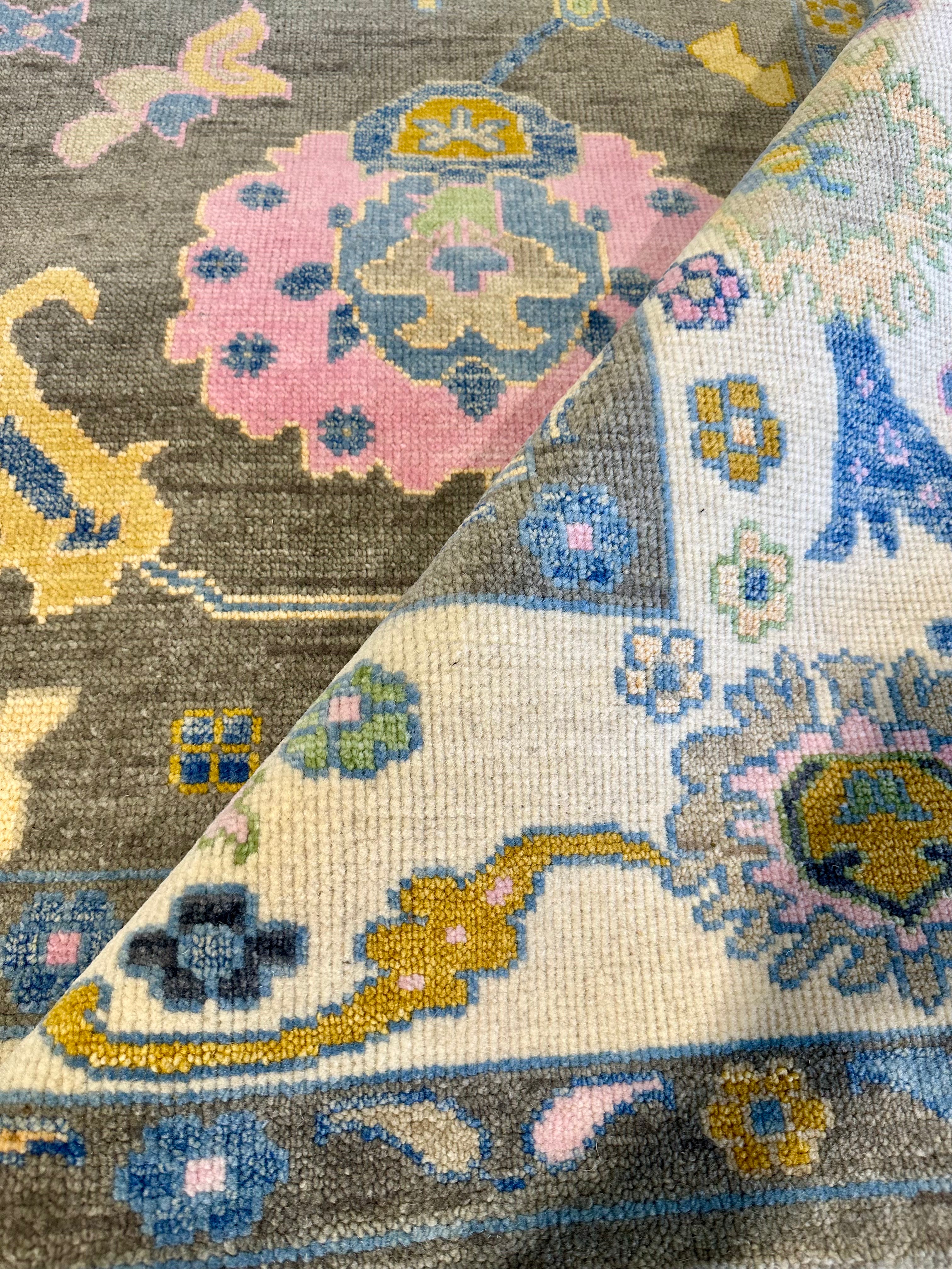 Lilou 8x9.9 Grey and Ivory Turkish Oushak Rug