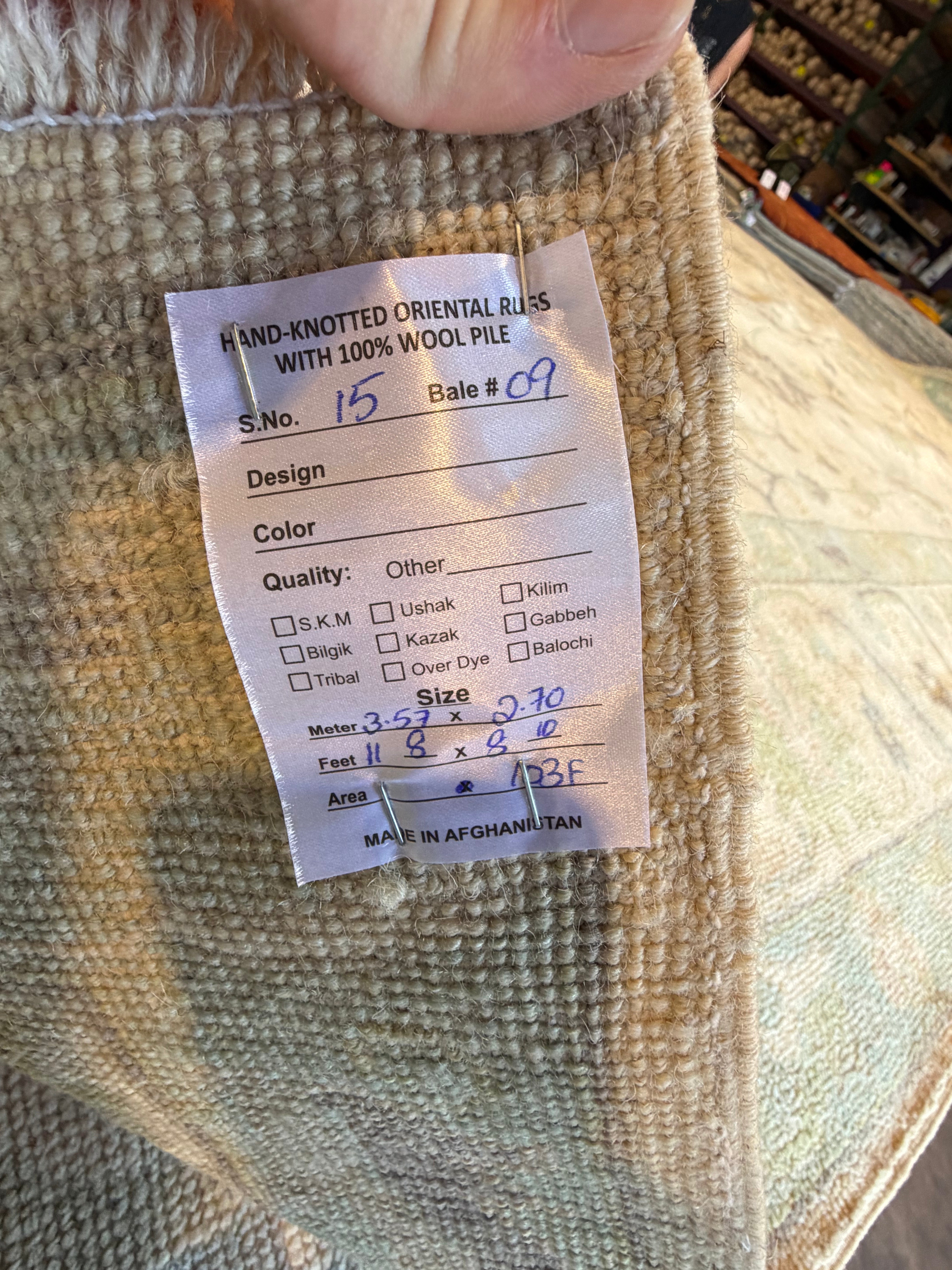 Shelby Crisman 8.10x11.8 Cream and Green Afghani Whitewashed Oushak