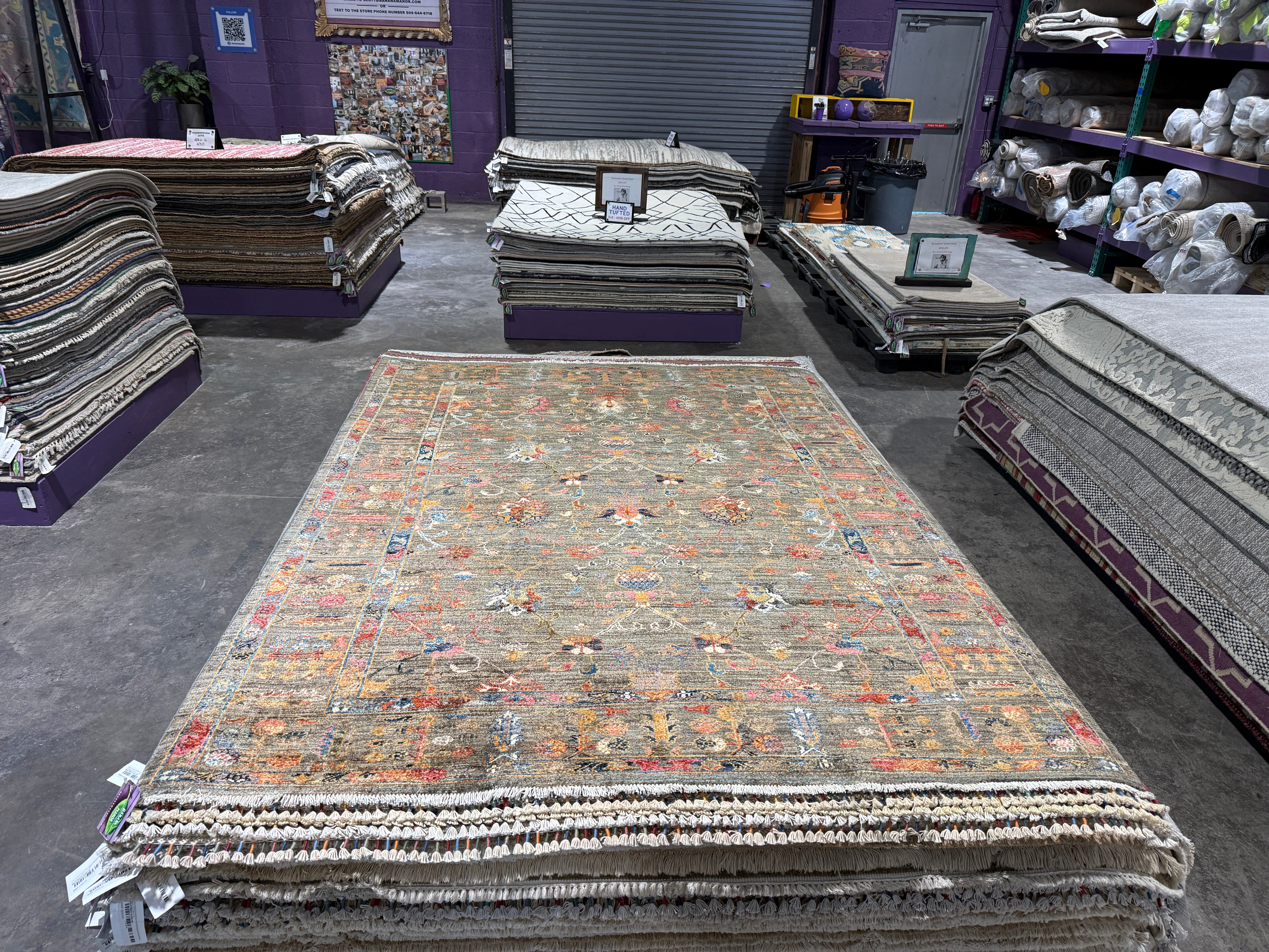 Whitney Rose 5.10x7.8 Grey Afghani Sultani Rug